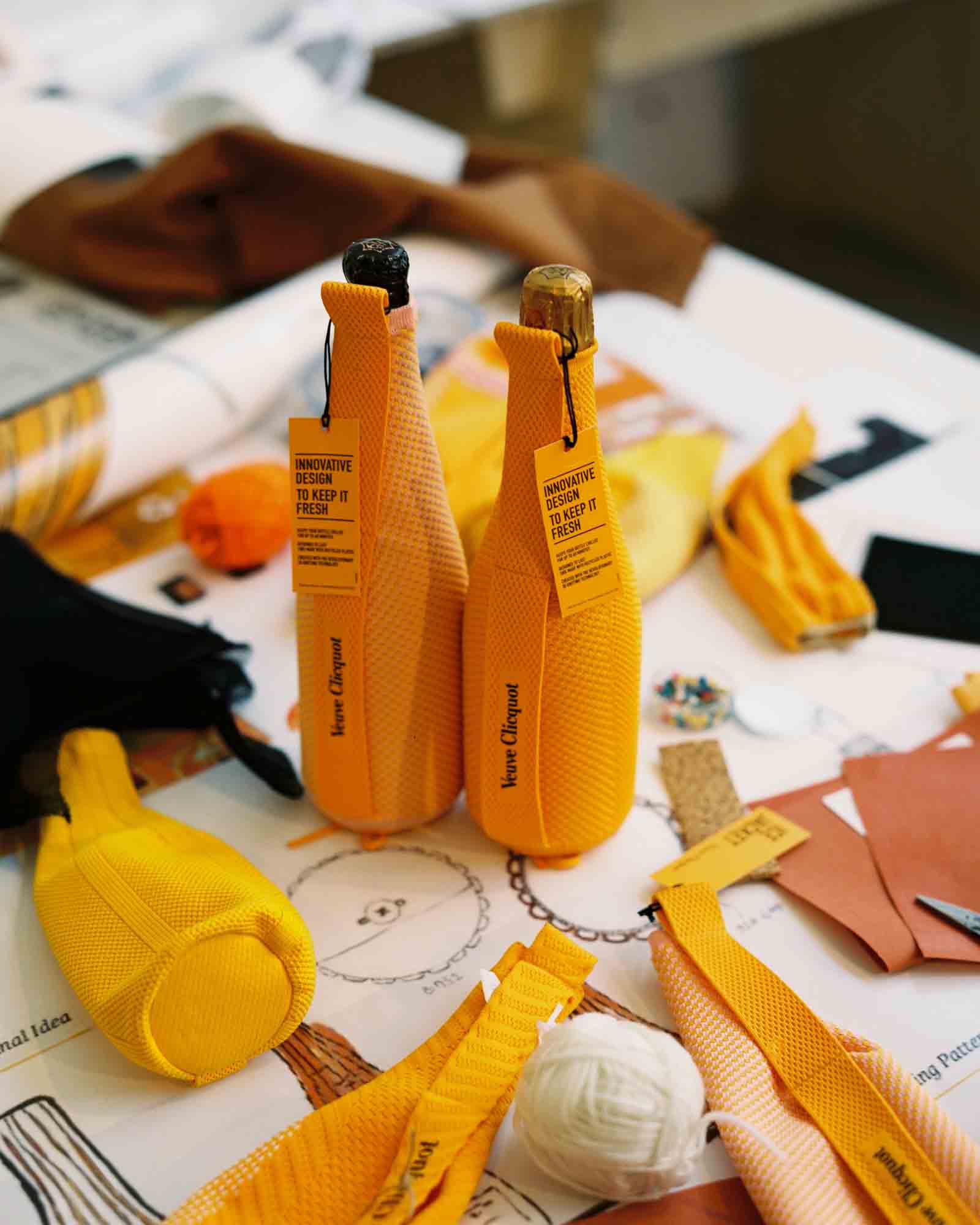 Veuve Clicquot Yellow Label Brut Ice Jacket flasker med strikket stof