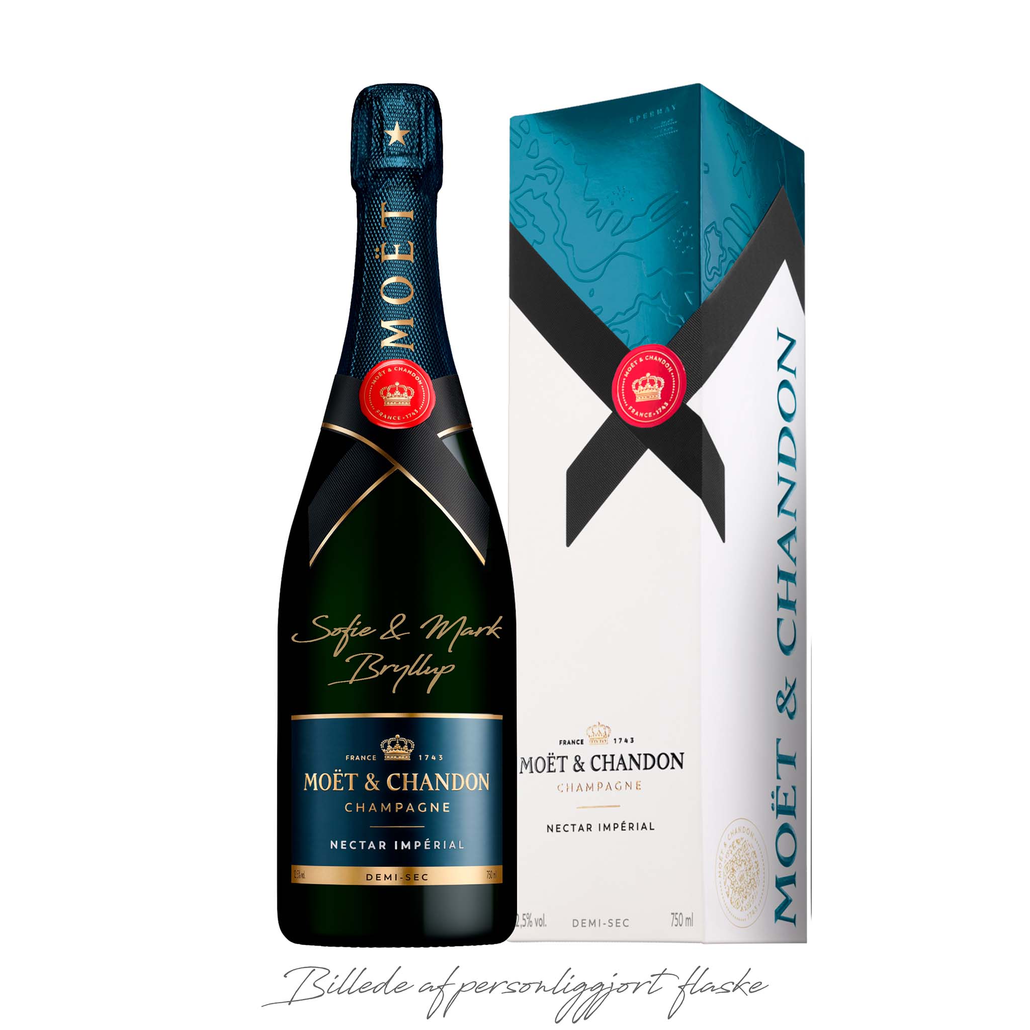 Personliggør Moët & Chandon Nectar Impérial NV Demi-Sec 75 cl. med gaveæske