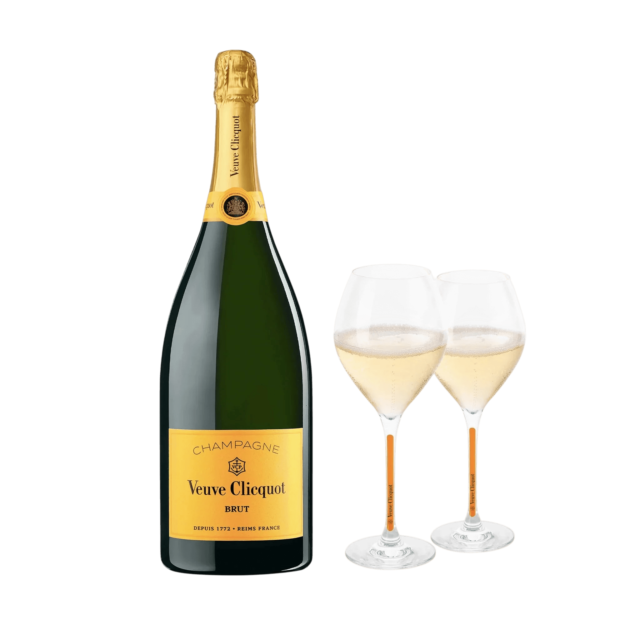 Veuve Clicquot Veuve Clicquot Brut NV Magnum 150 cl. inkl. 2 Yellow Stem Glas - PremiumBottles