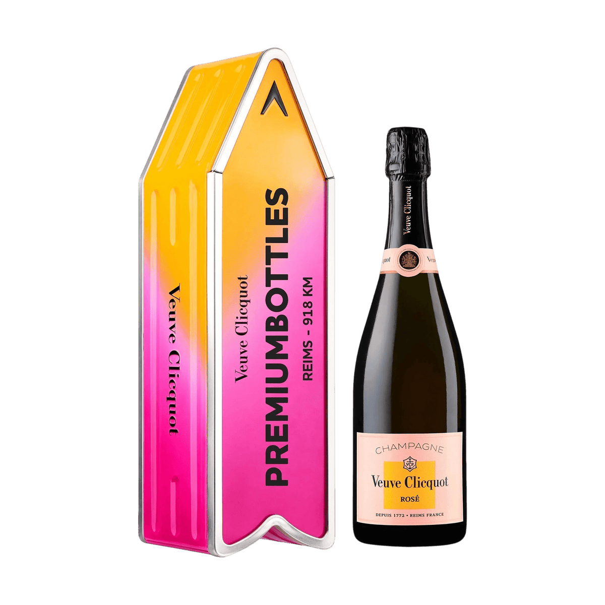 Veuve Clicquot Veuve Clicquot Rosé 75 cl. Personliggør Pink Arrow Tin kasse - PremiumBottles