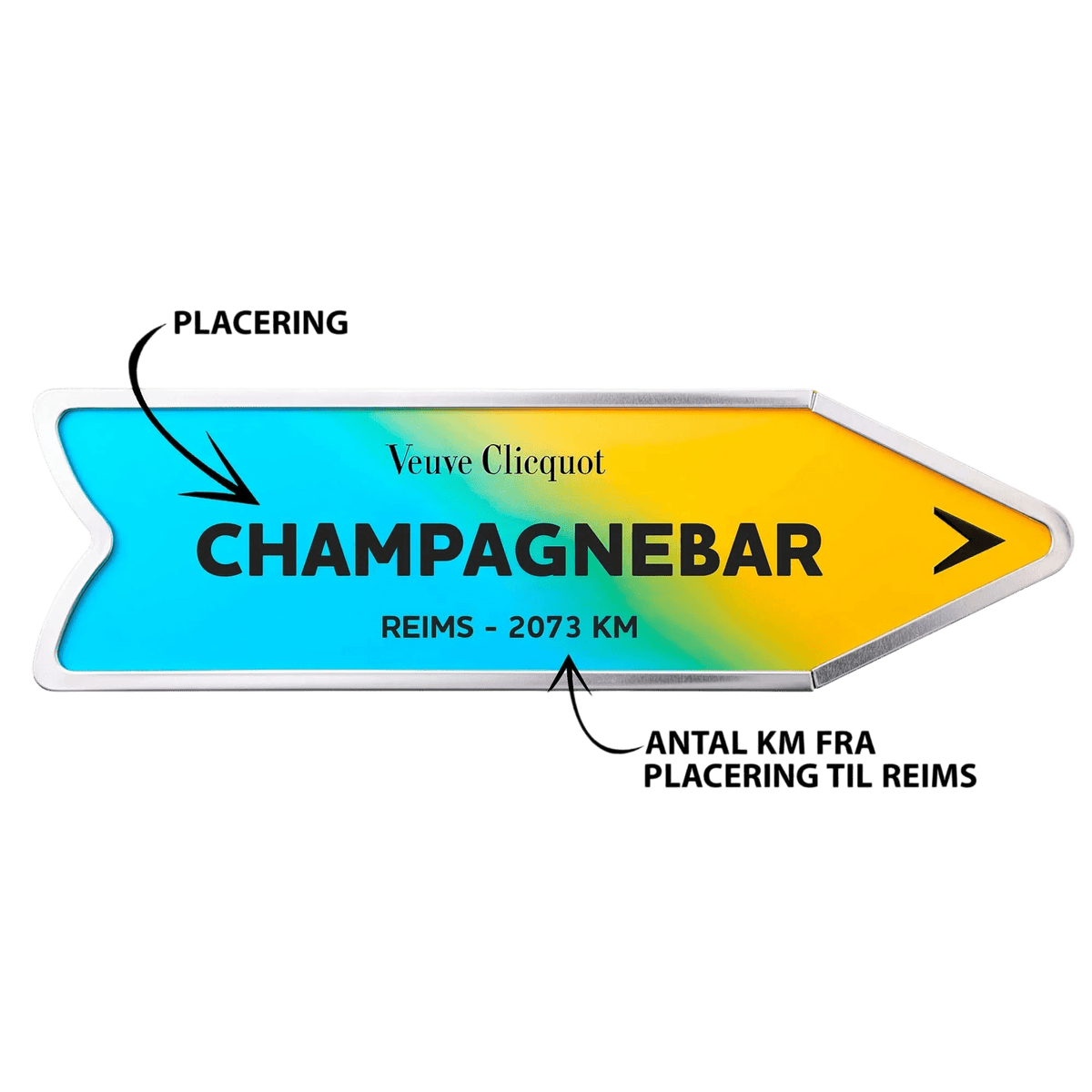 Veuve Clicquot Veuve Clicquot Yellow Label Brut NV 75 cl. Personliggør Blue Arrow Tin kasse - PremiumBottles