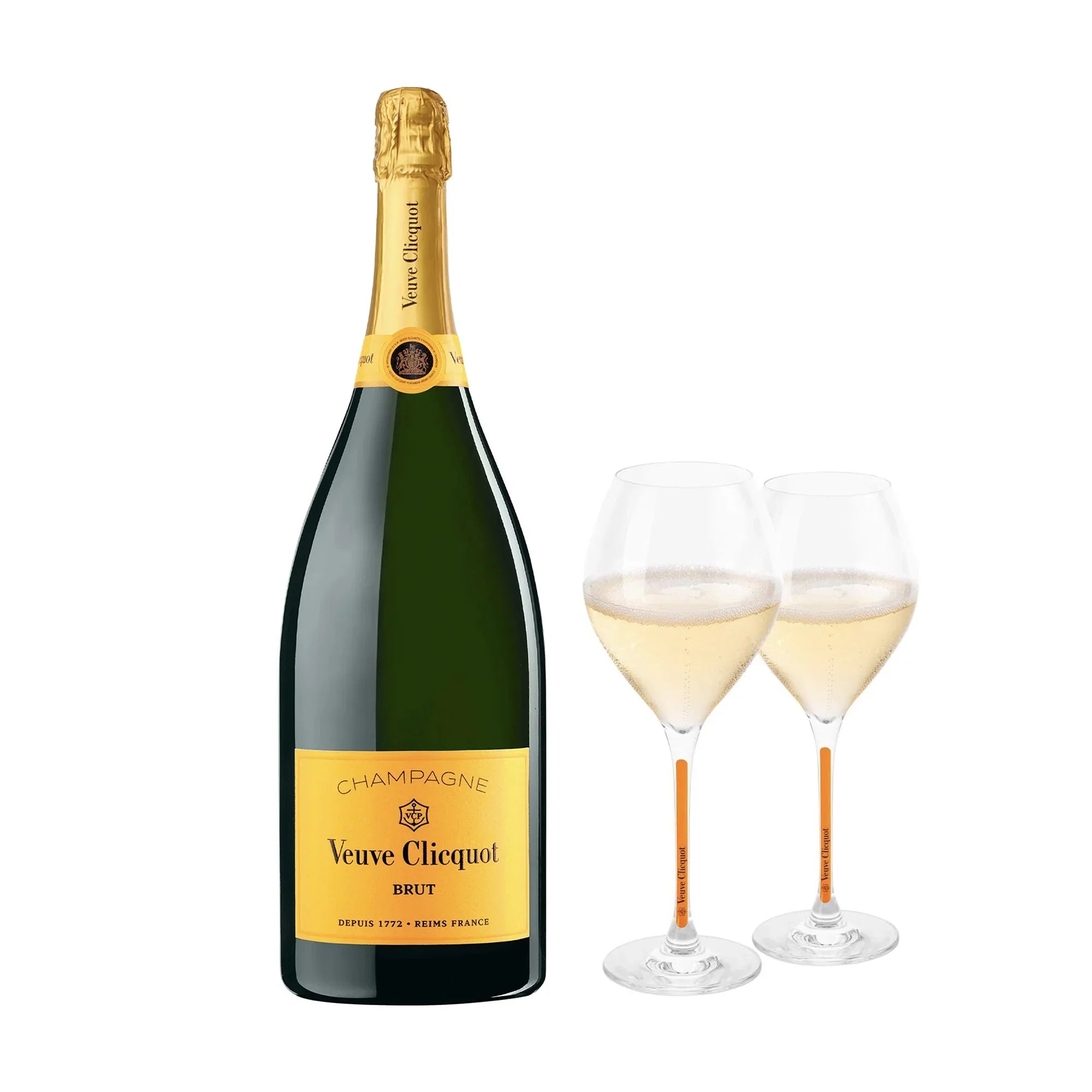Veuve Clicquot Veuve Clicquot Brut NV Magnum 150 cl. inkl. 2 Yellow Stem Glas - PremiumBottles