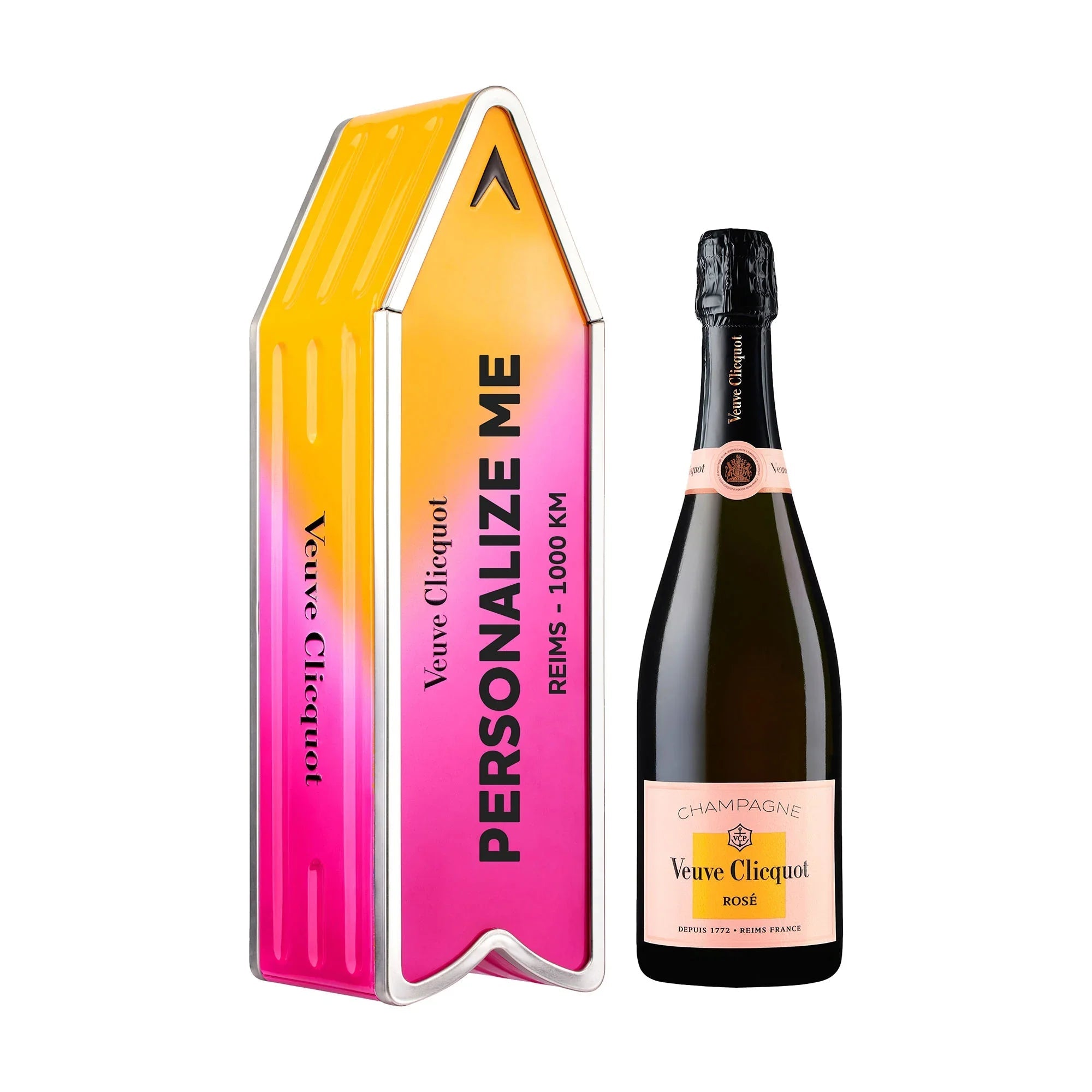Veuve Clicquot Veuve Clicquot Rosé 75 cl. Personliggør Pink Arrow Tin kasse - PremiumBottles