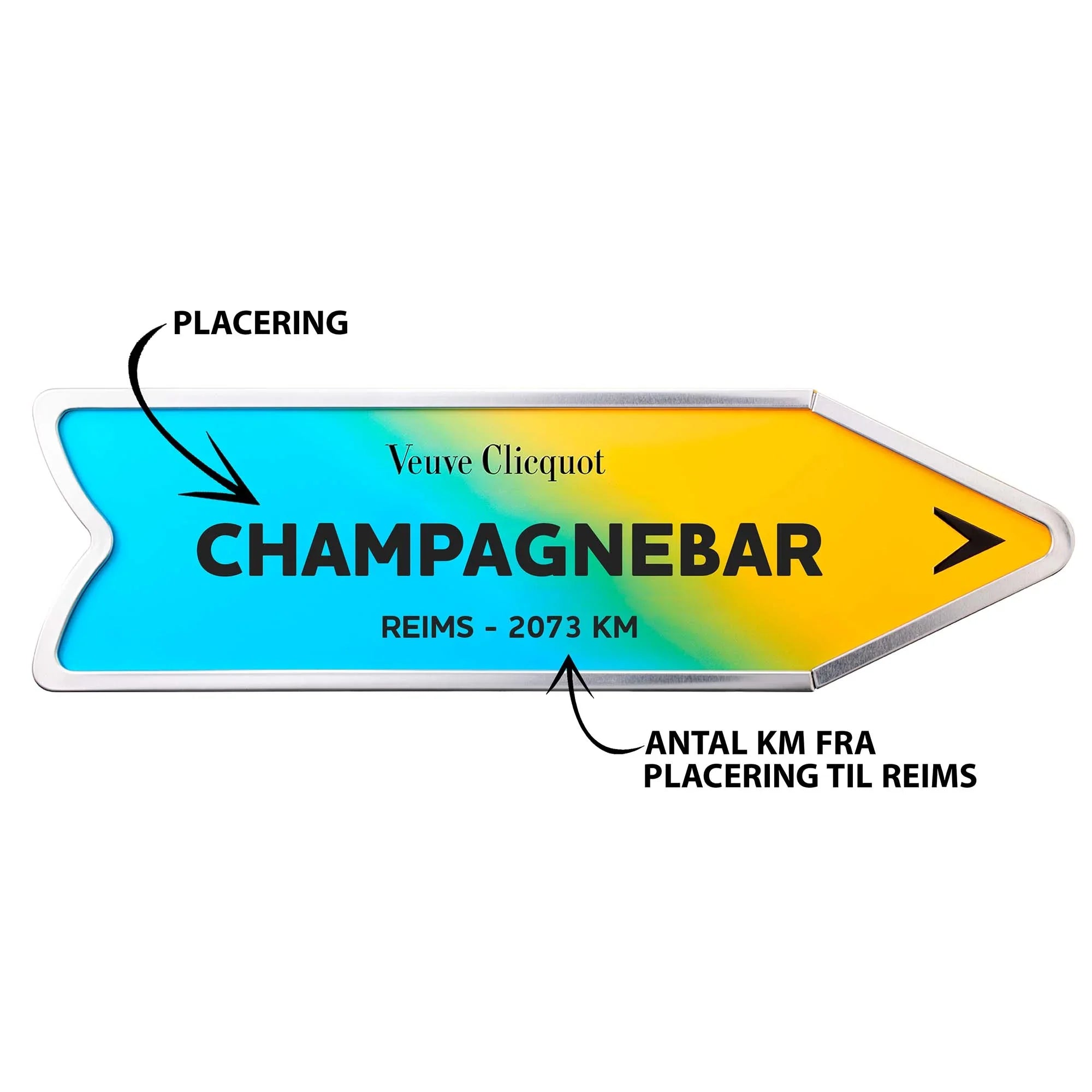 Veuve Clicquot Veuve Clicquot Yellow Label Brut NV 75 cl. Personliggør Blue Arrow Tin kasse - PremiumBottles