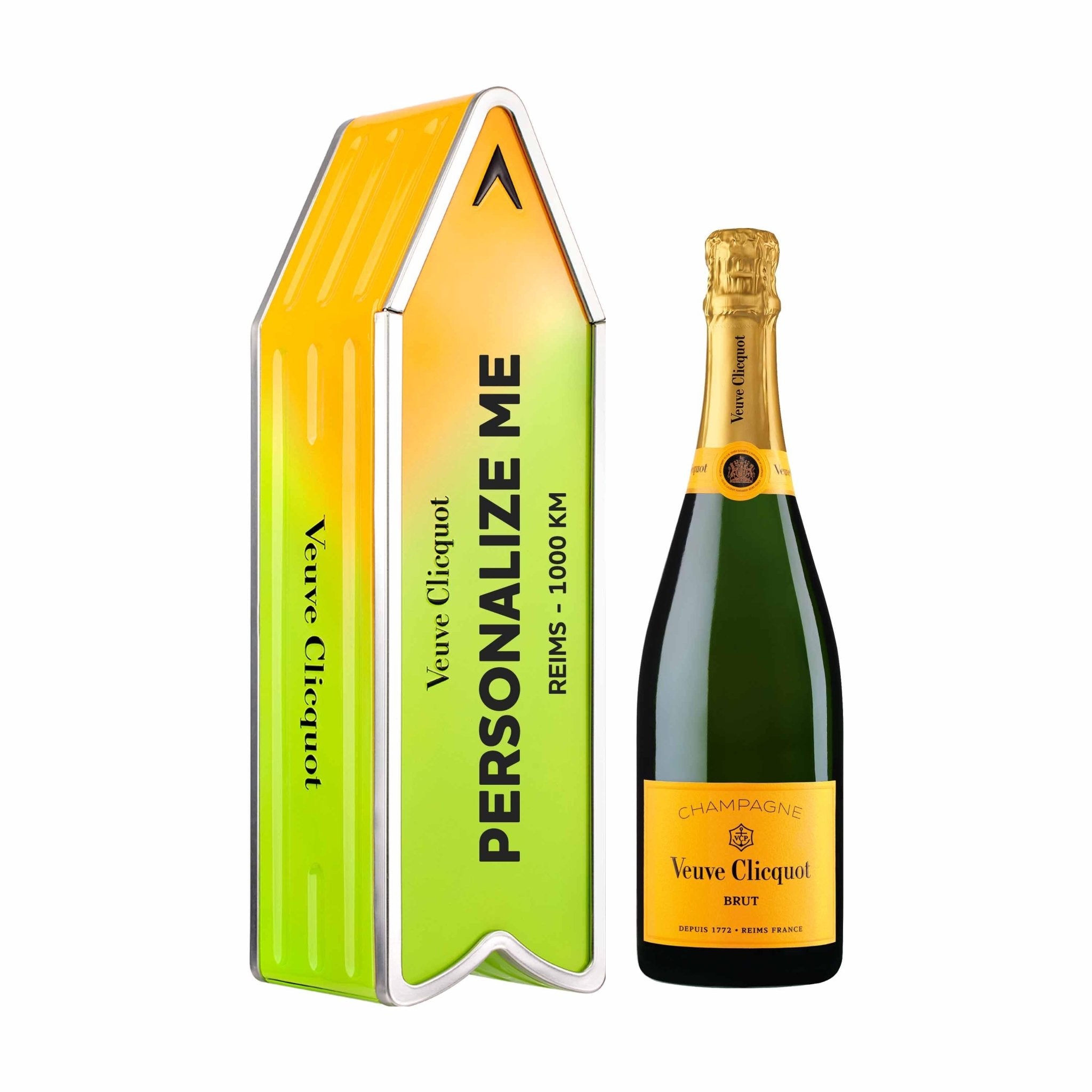 Veuve Clicquot Veuve Clicquot Yellow Label Brut NV 75 cl. Personliggør Green Arrow Tin kasse - PremiumBottles