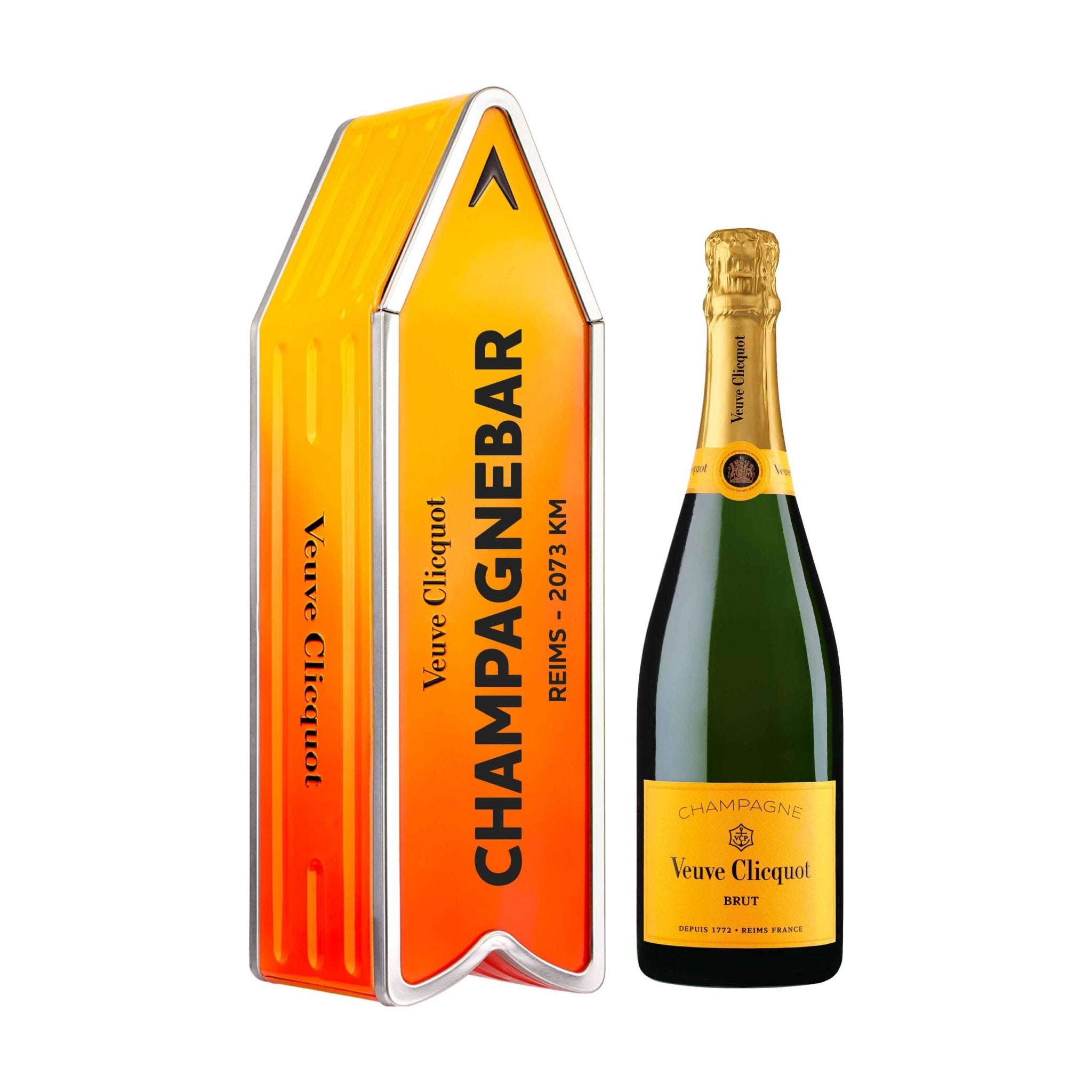 Veuve Clicquot Veuve Clicquot Yellow Label Brut NV 75 cl. Personliggør Orange Arrow Tin kasse - PremiumBottles