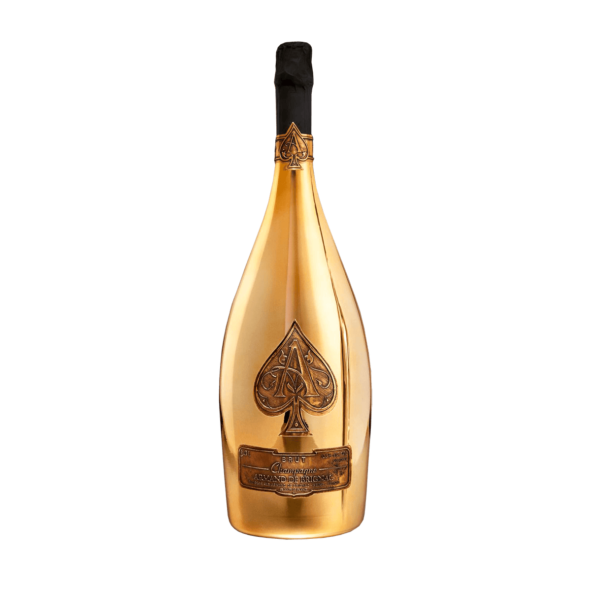 Armand de Brignac Brut NV Gold Jeroboam 300 cl. i sort velvet pose