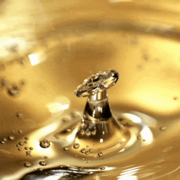 Guld champagne dråbe, der skaber et sprøjt