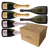 Krug Six Pack Kasse af træ med graveret Krug logoer (6 x 75 cl.)