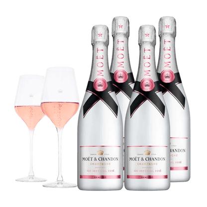 Champagne Moët &amp; Chandon ICE Imperial Rosé 75 cl. (4 stk. + 2 Moët glas)