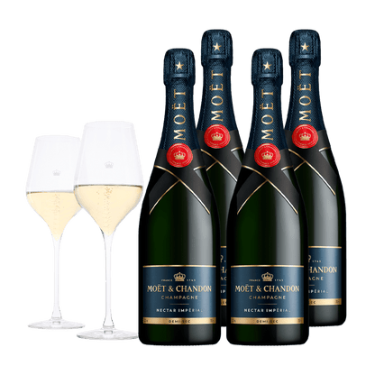 Champagne Moët &amp; Chandon Nectar Imperial 75 cl. (4 stk. + 2 Moët glas)