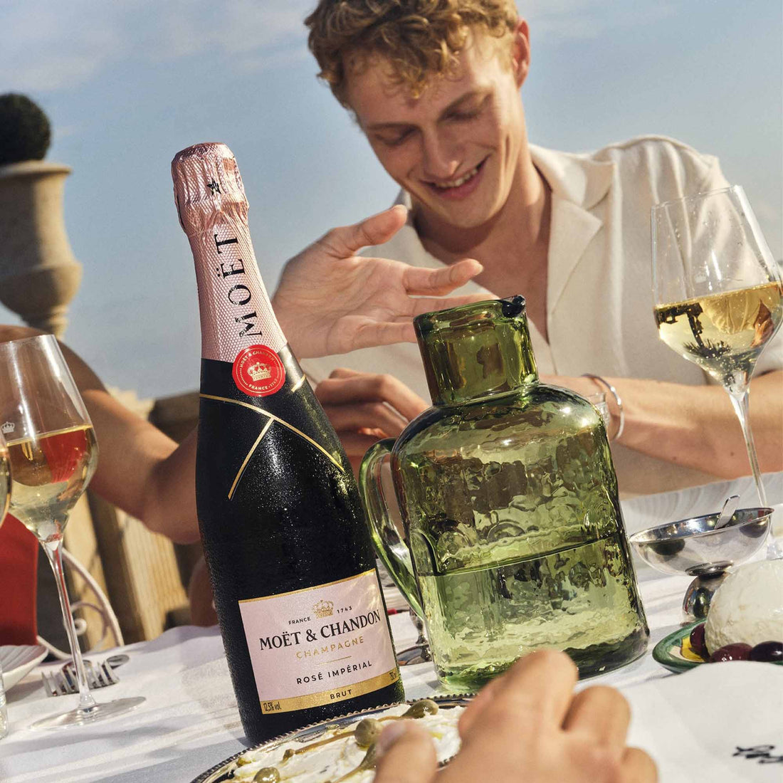 Champagne Moët &amp; Chandon Rosé Imperial 75 cl. (4 stk. + 2 Moët glas)