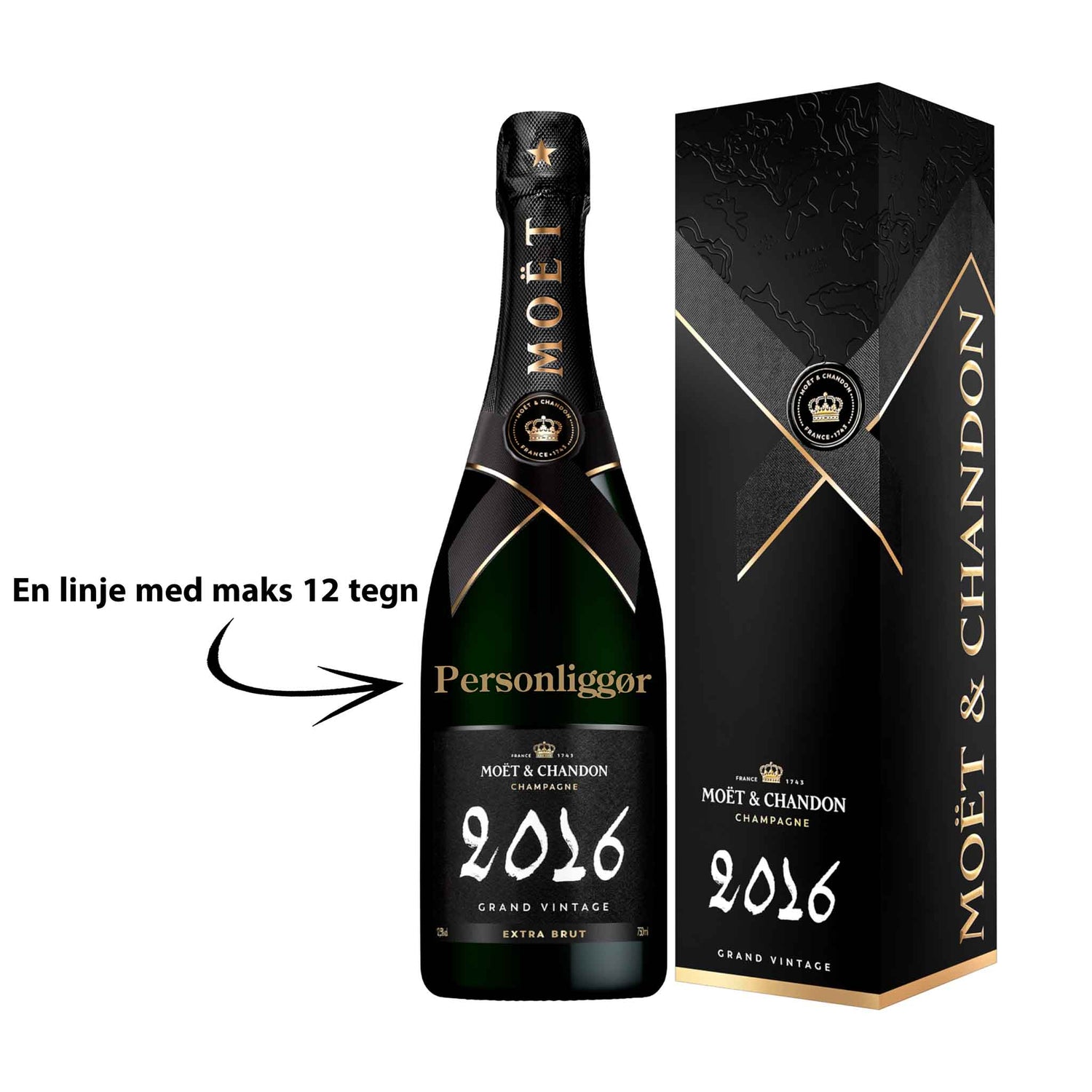 Personliggør Moët &amp; Chandon Grand Vintage 2016 75 cl. med gaveæske