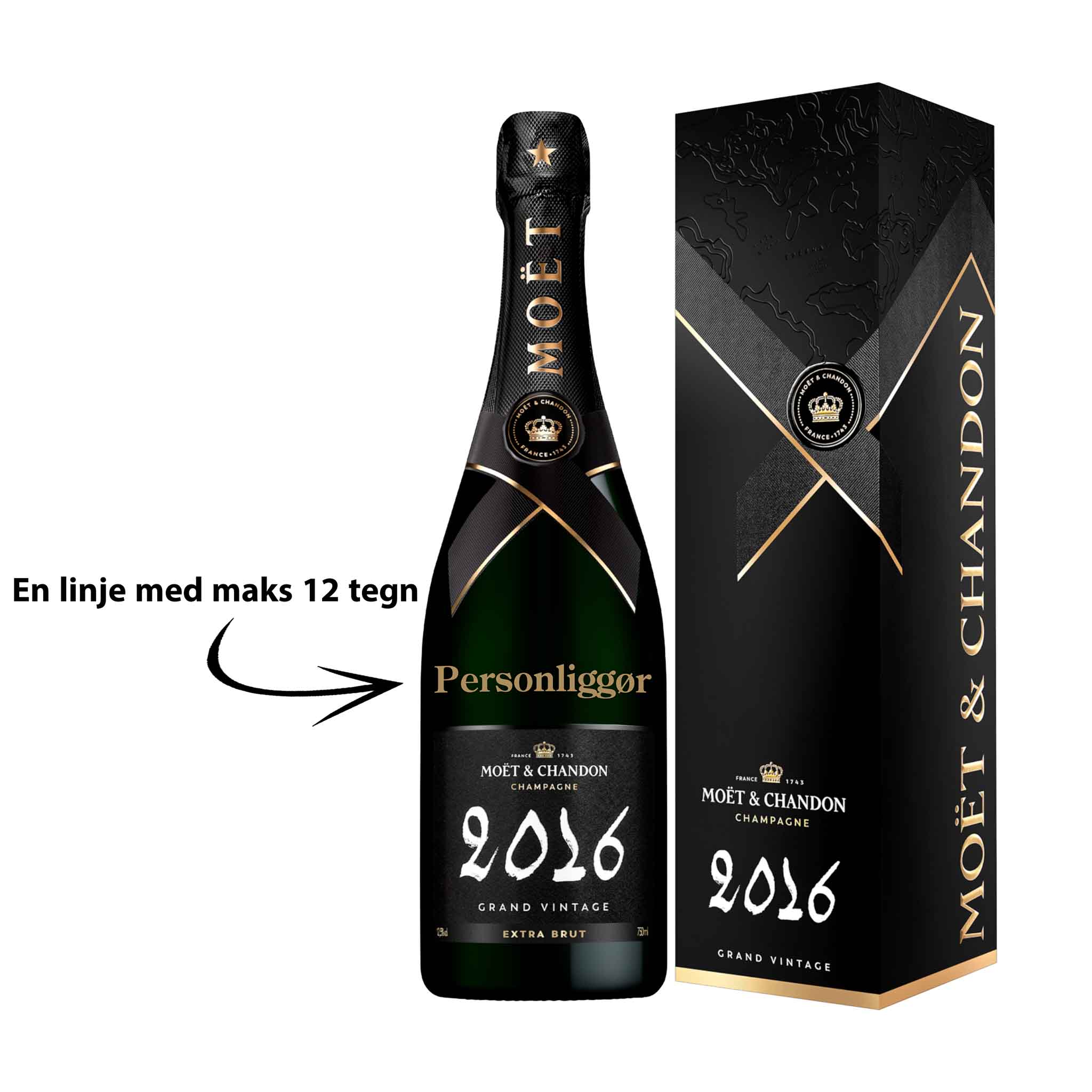 Personliggør Moët &amp; Chandon Grand Vintage 2016 75 cl. med gaveæske
