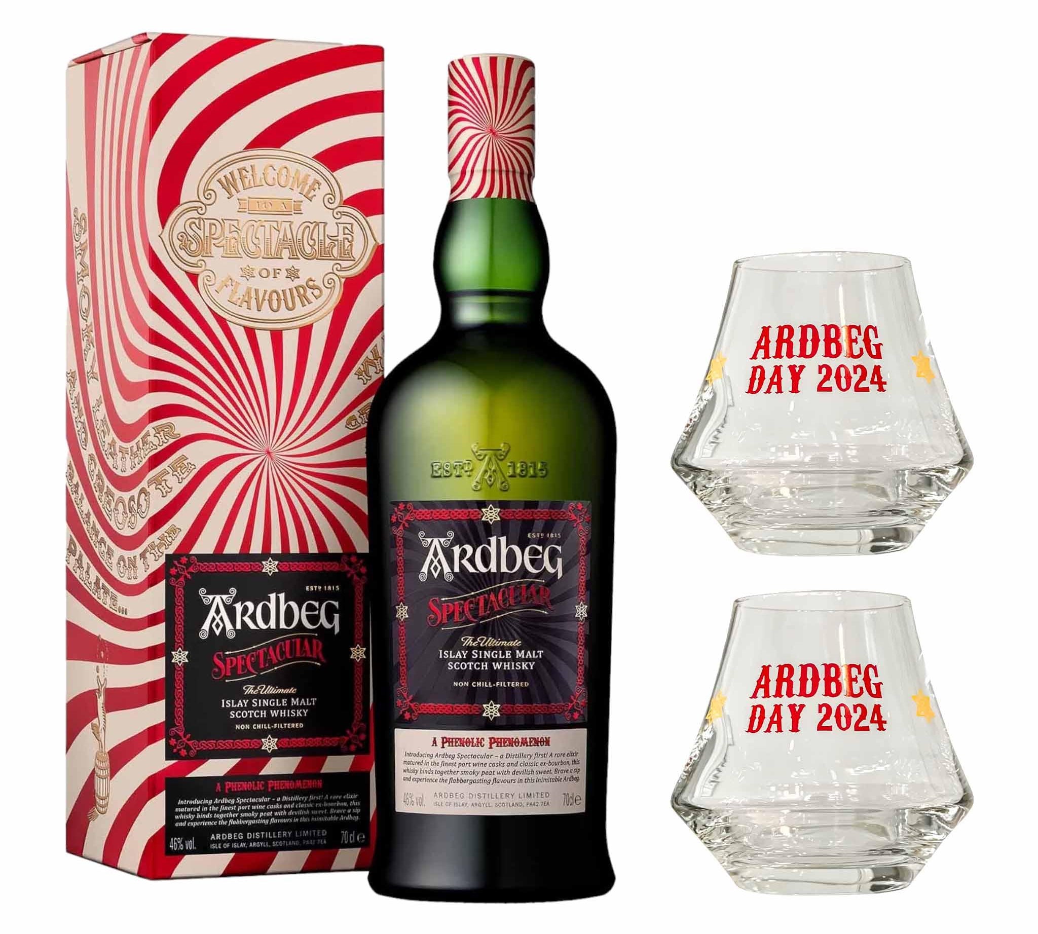 Ardbeg Ardbeg Spectacular 70 cl. 46% med gaveæske plus to x Ardbeg glas - PremiumBottles