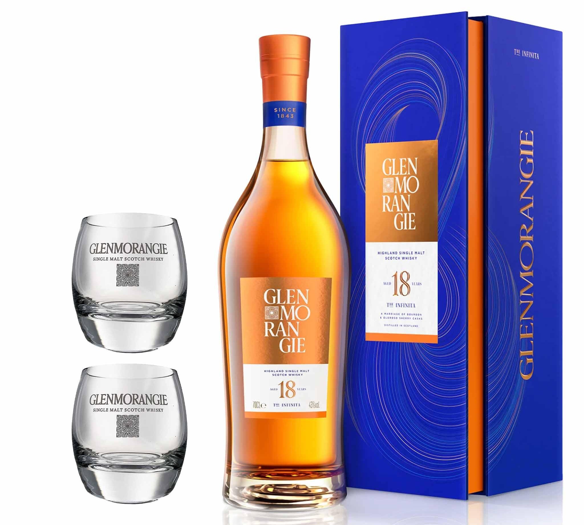 Glenmorangie Glenmorangie 18 Years Old 70 cl. 43% med gaveæske (inkl. to glas) - PremiumBottles