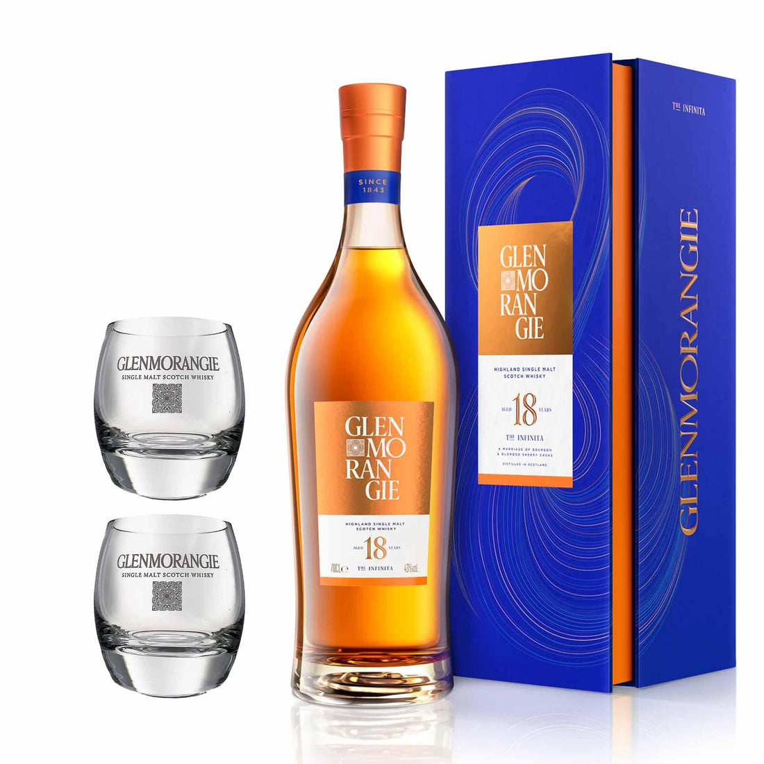 Glenmorangie Glenmorangie 18 Years Old 70 cl. 43% med gaveæske (inkl. to glas) - PremiumBottles