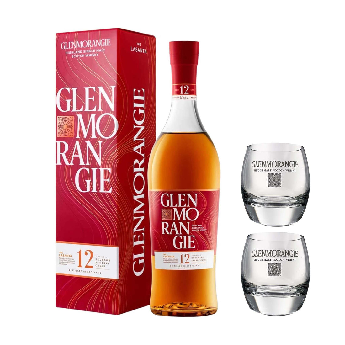 Glenmorangie Glenmorangie Lasanta Sherry cask 70 cl. 43% med gaveæske (inkl. to glas) - PremiumBottles