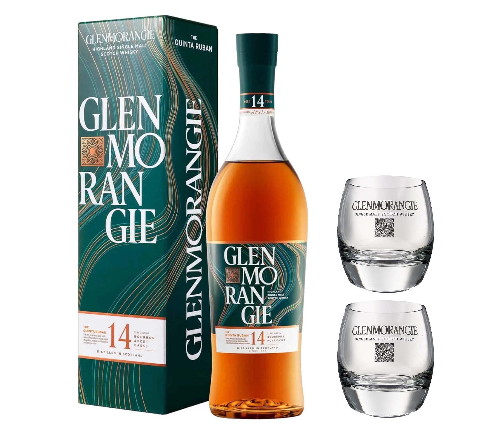 Glenmorangie Glenmorangie Quinta Ruban Portvin Cask 70 cl. 46% med gaveæske (inkl. to glas) - PremiumBottles