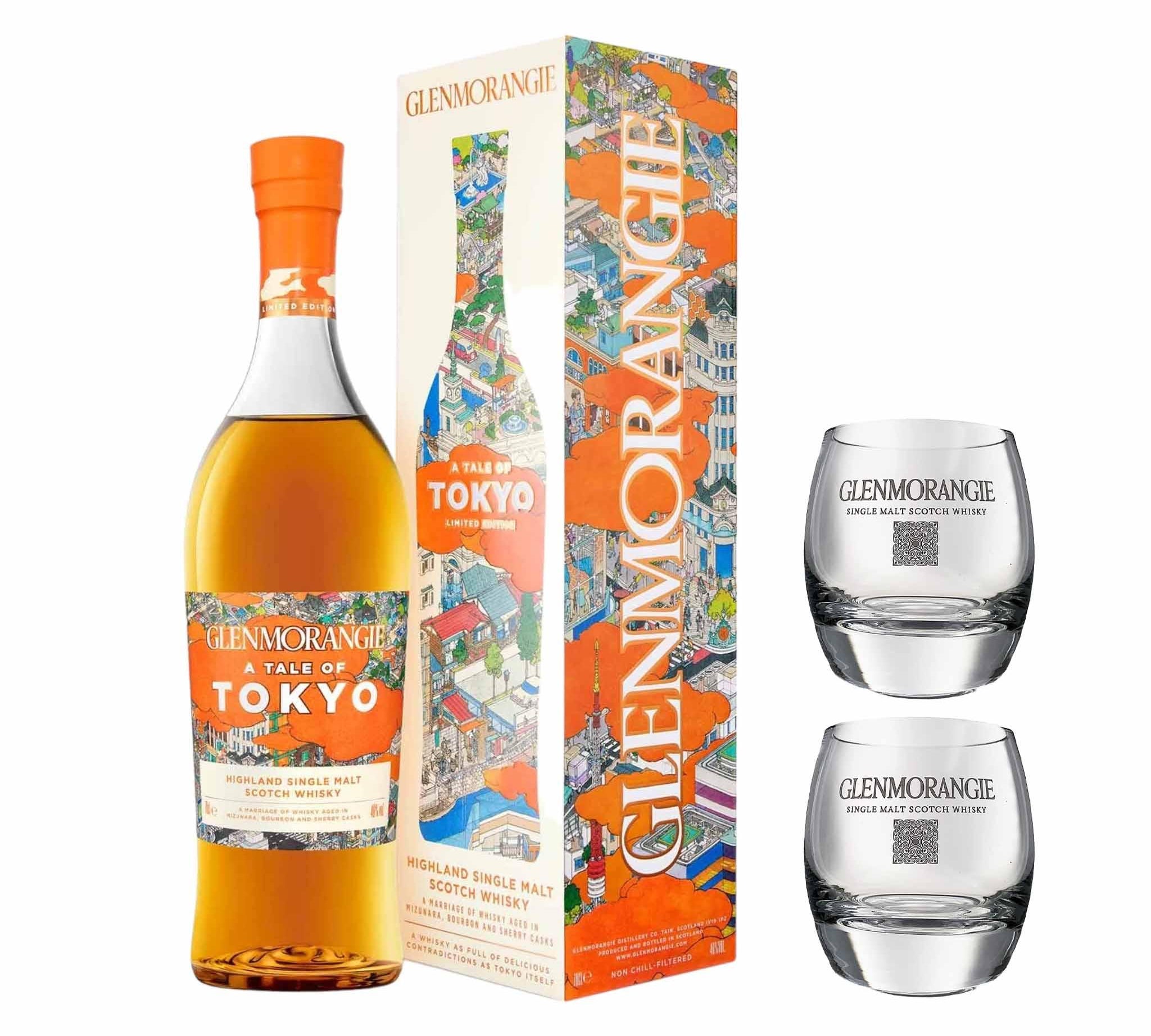 Glenmorangie Glenmorangie Tale Of Tokyo Sherry & Bourbon Cask 70 cl. 46% med gaveæske (inkl. to glas) - PremiumBottles