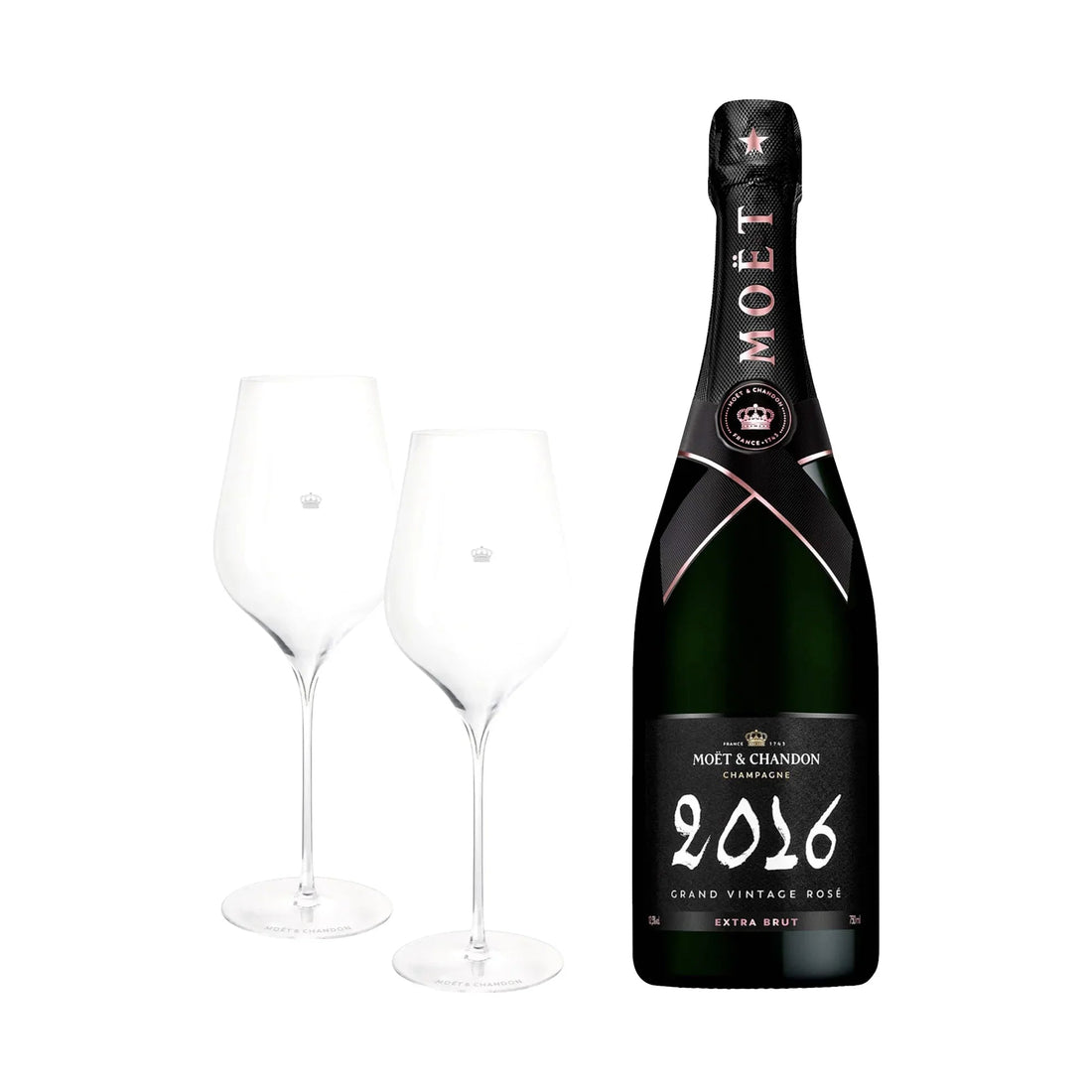 Moët &amp; Chandon Moët &amp; Chandon Grand Vintage 2016 Rosé 75 cl. inkl. to MOËT Signature Glas - PremiumBottles