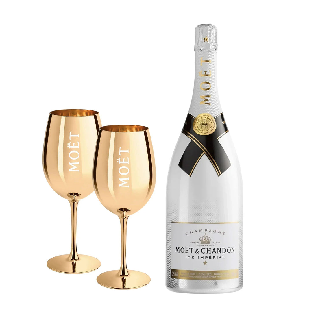 Moët &amp; Chandon Moët &amp; Chandon ICE Imperial NV Demi - Sec Magnum 150 cl. inkl. to Gyldne MOËT glas - PremiumBottles