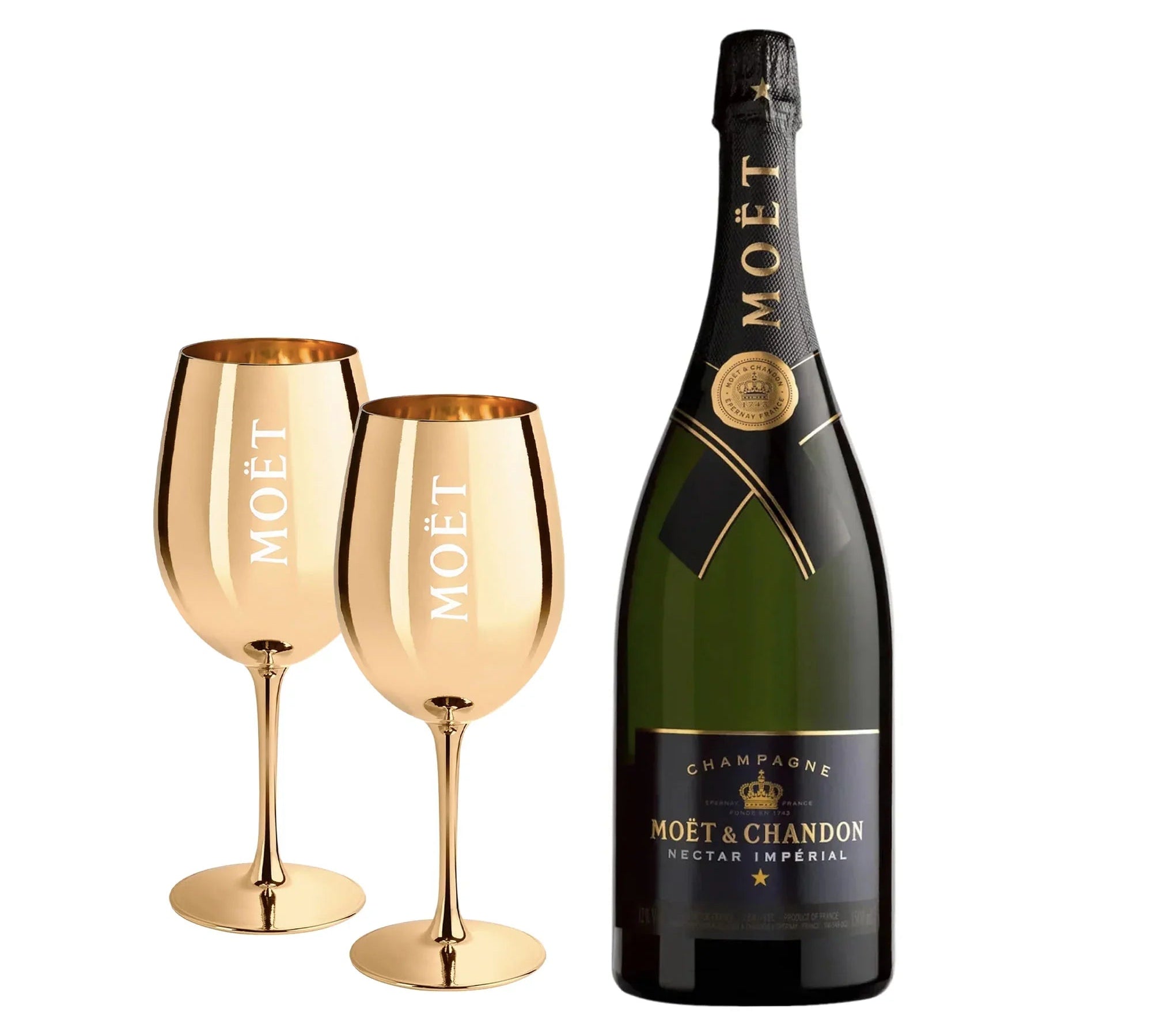 Moët & Chandon Moët & Chandon Nectar Impérial NV Demi - Sec Magnum 150 cl. inkl. to Gyldne MOËT glas - PremiumBottles
