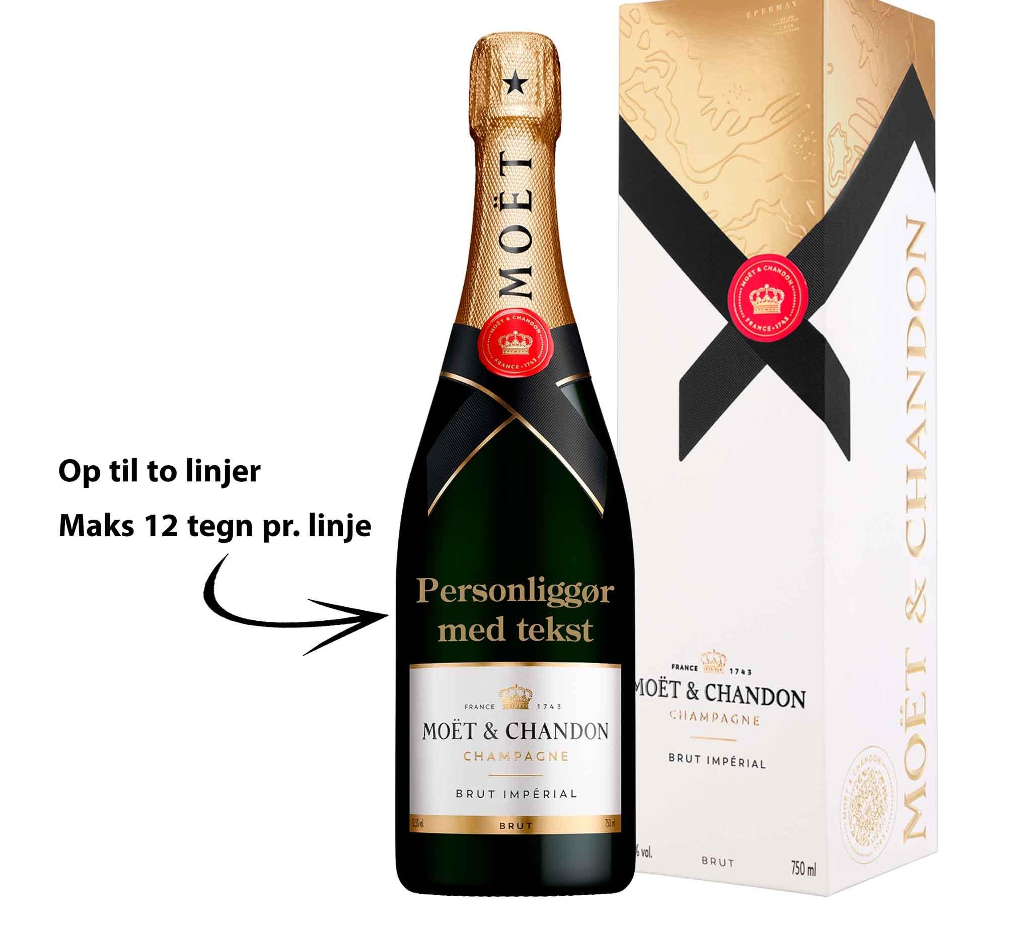 Moët & Chandon Personliggør Moët & Chandon Brut Impérial NV 75 cl. med gaveæske - PremiumBottles
