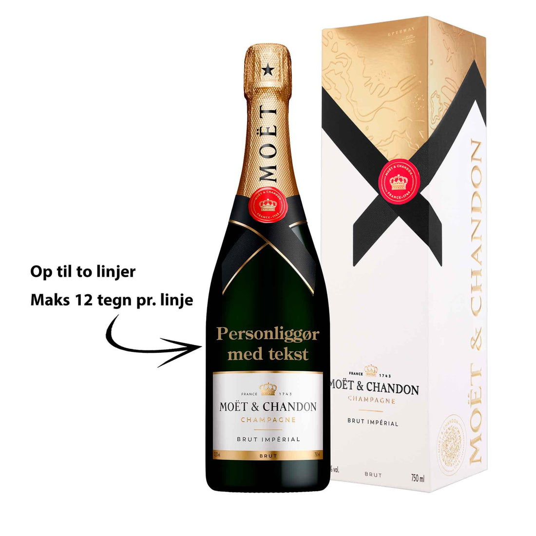 Moët &amp; Chandon Personliggør Moët &amp; Chandon Brut Impérial NV 75 cl. med gaveæske - PremiumBottles