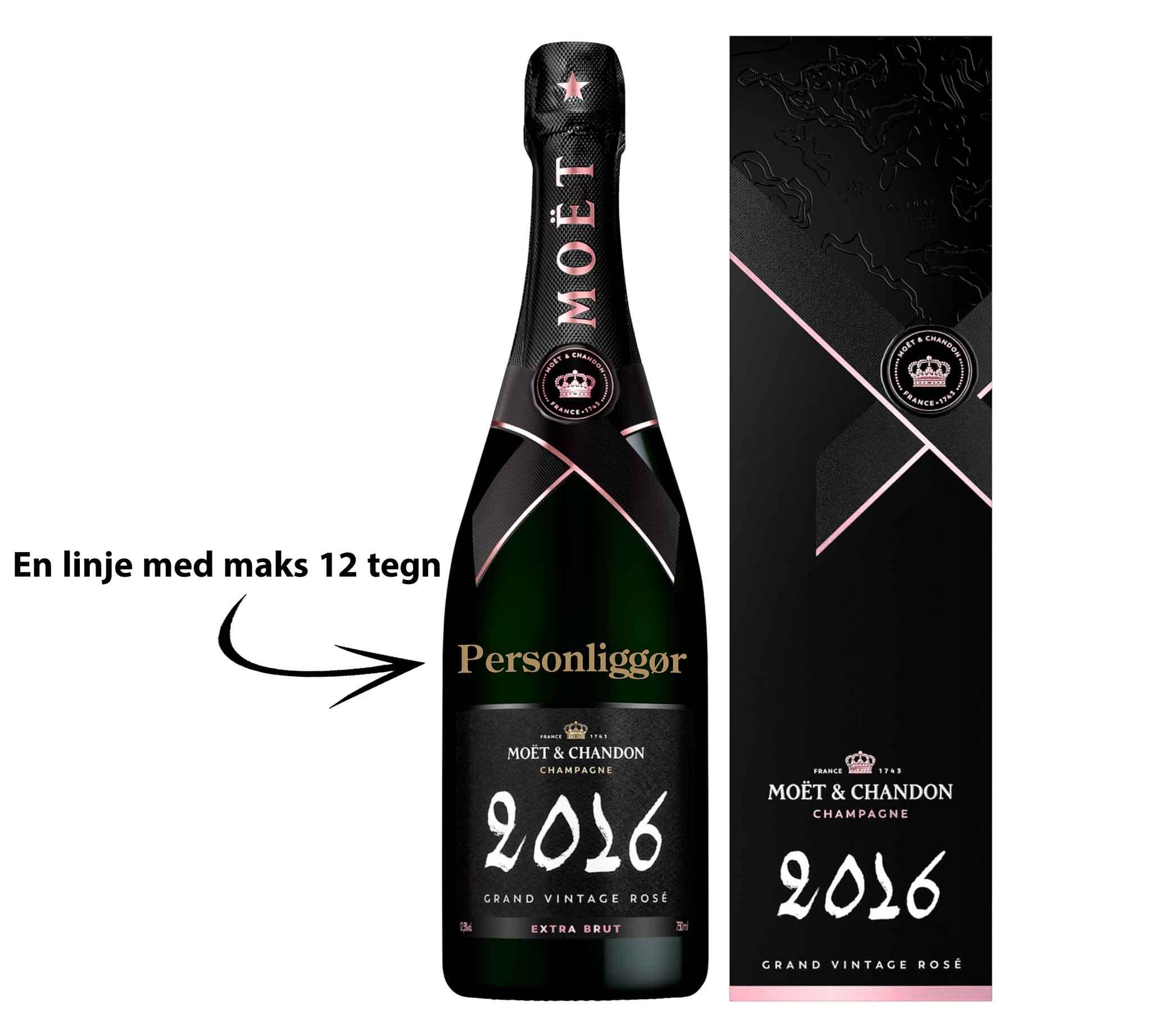 Moët & Chandon Personliggør Moët & Chandon Grand Vintage 2016 Rosé 75 cl. med gaveæske - PremiumBottles