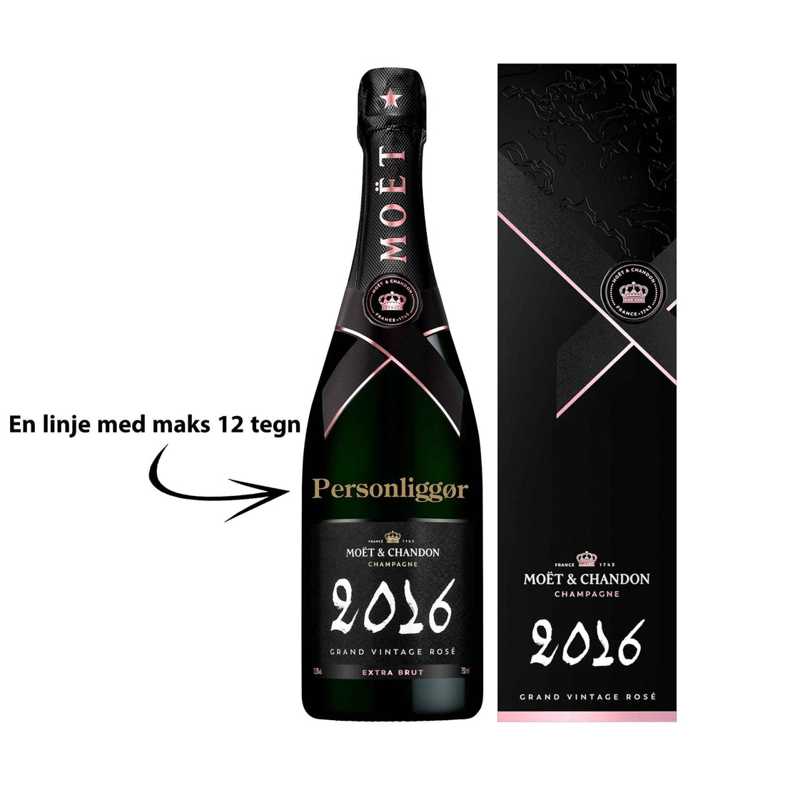 Moët &amp; Chandon Personliggør Moët &amp; Chandon Grand Vintage 2016 Rosé 75 cl. med gaveæske - PremiumBottles