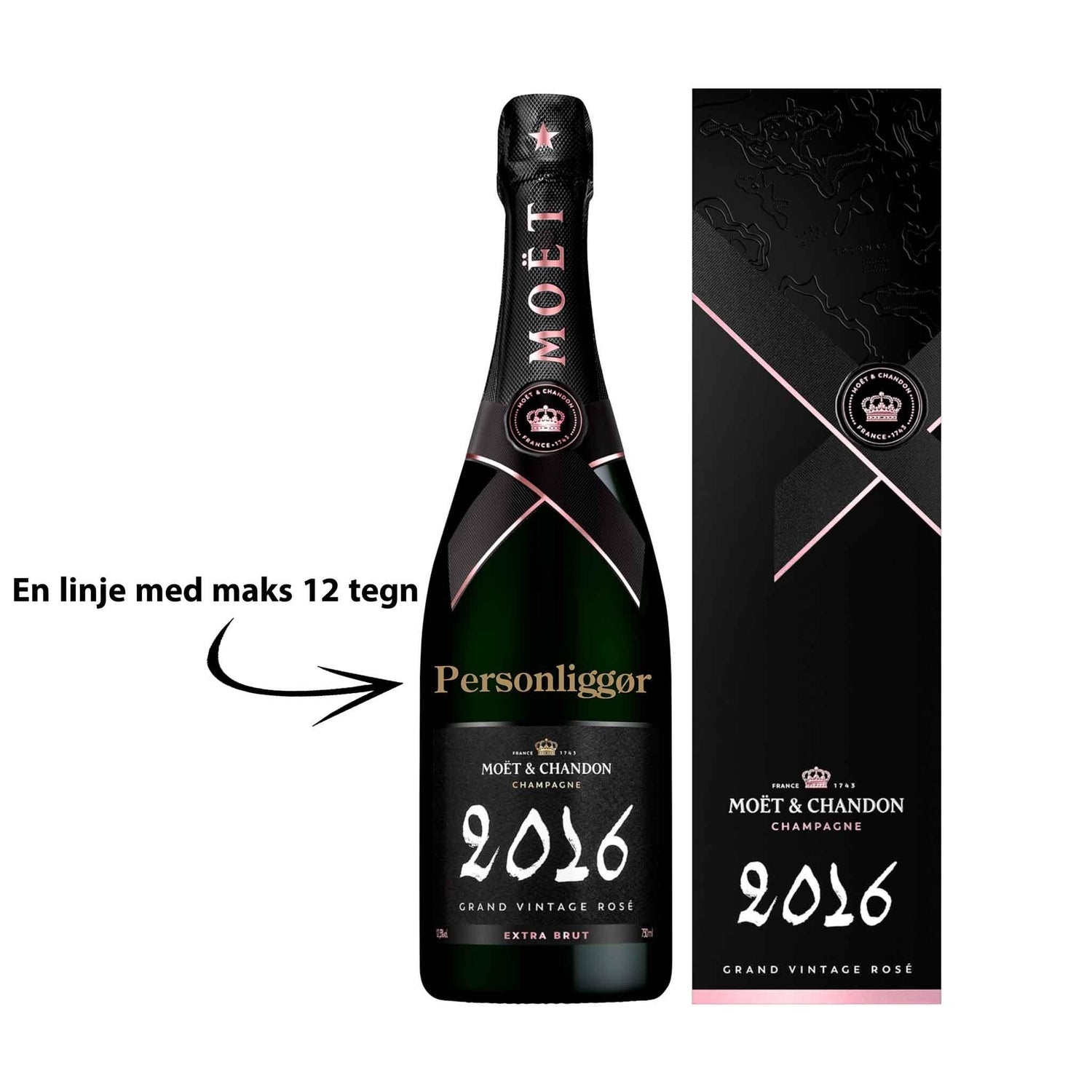 Moët &amp; Chandon Personliggør Moët &amp; Chandon Grand Vintage 2016 Rosé 75 cl. med gaveæske - PremiumBottles