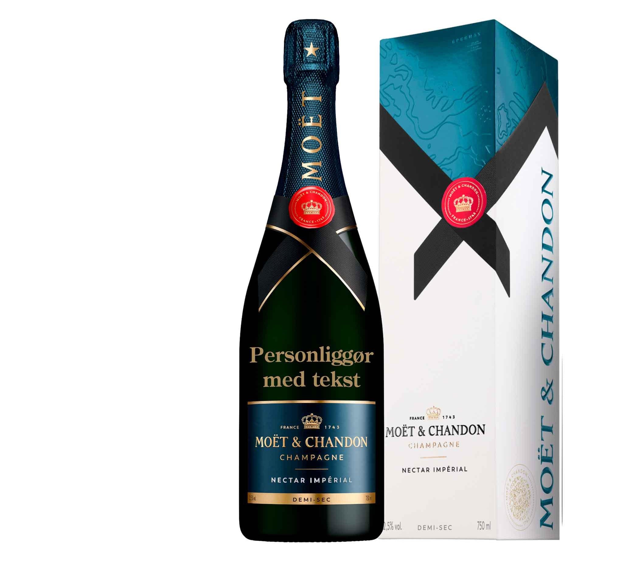 Moët & Chandon Personliggør Moët & Chandon Nectar Impérial NV Demi - Sec 75 cl. med gaveæske - PremiumBottles