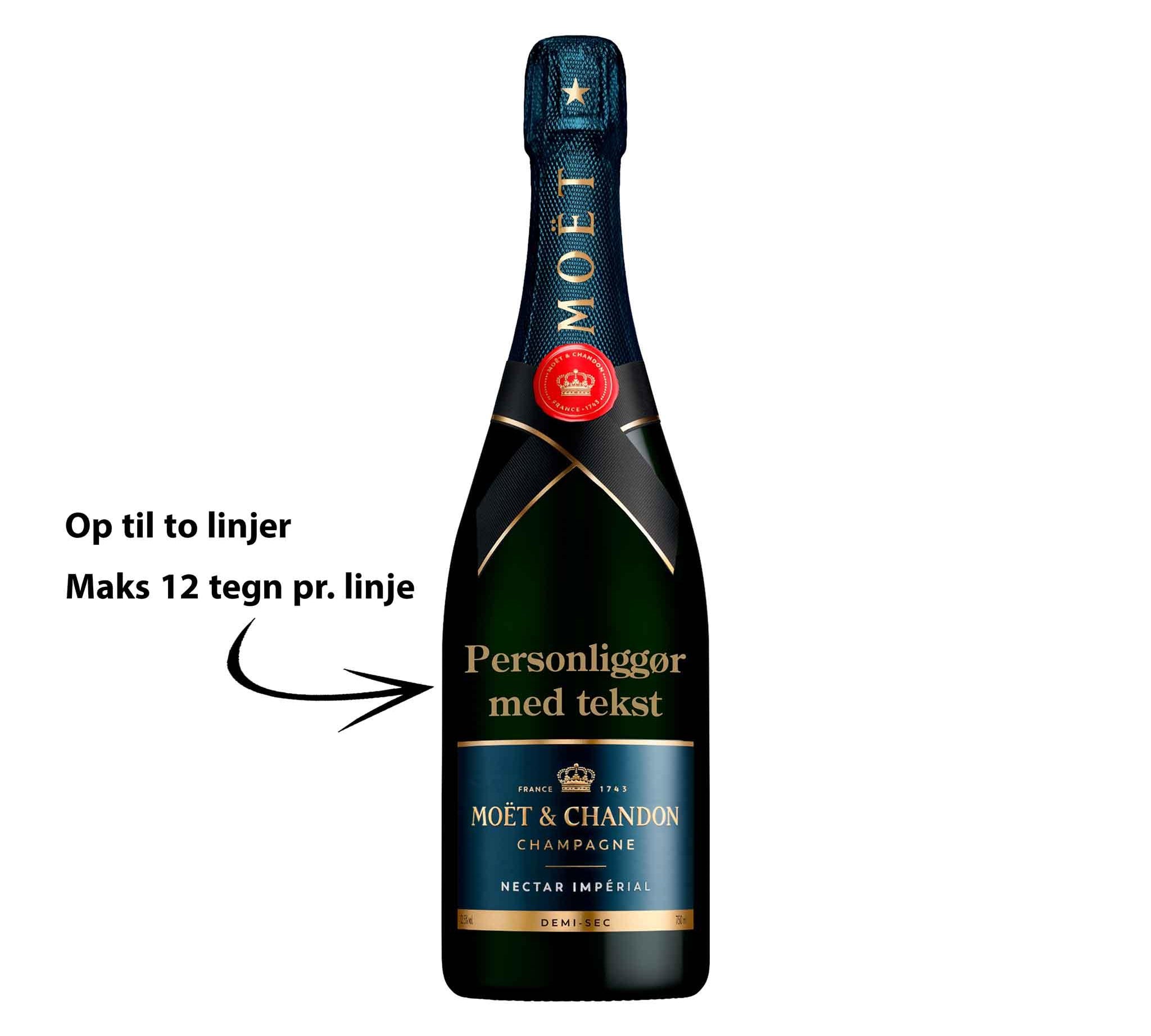Moët & Chandon Personliggør Moët & Chandon Nectar Impérial NV Demi - Sec 75 cl. - PremiumBottles