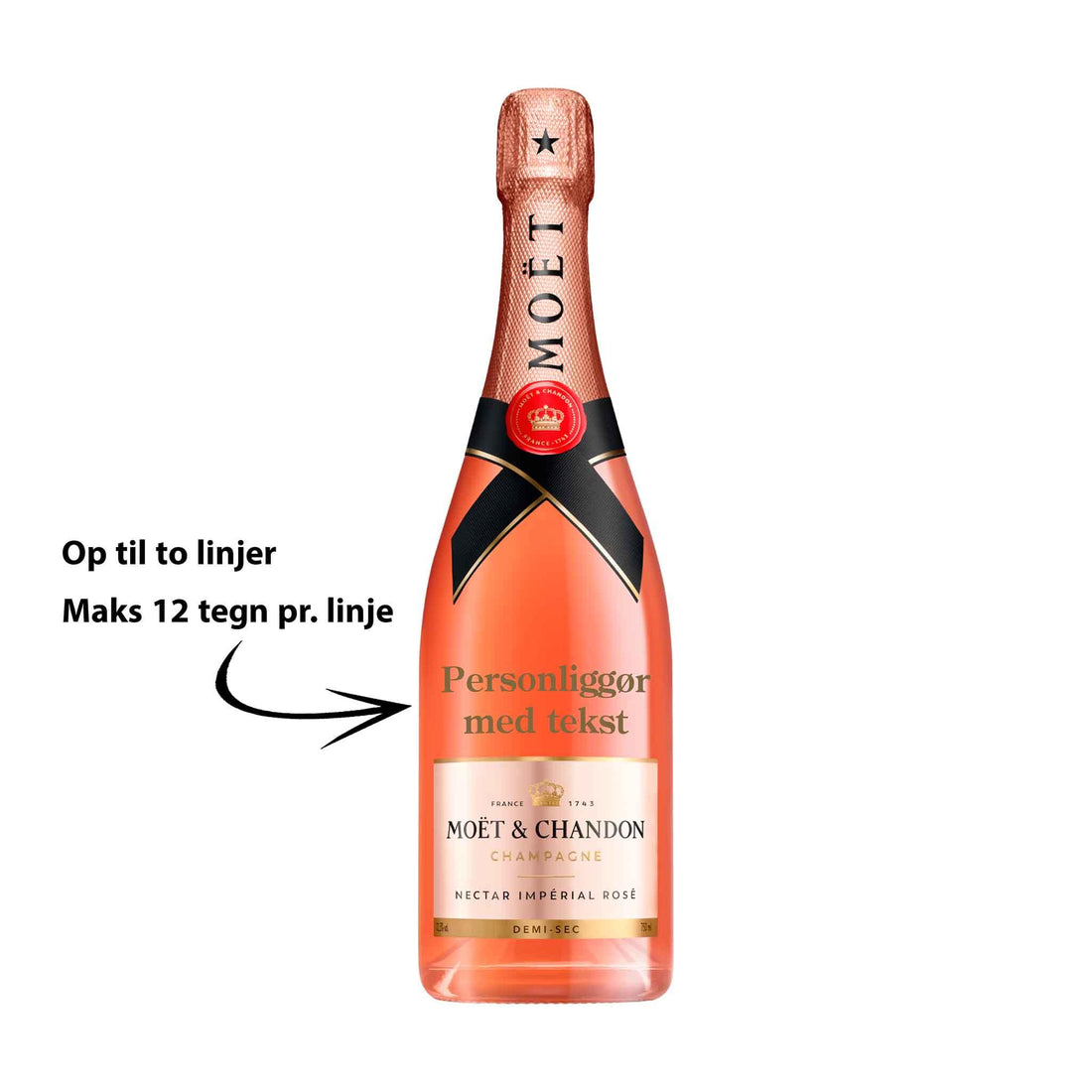 Moët &amp; Chandon Personliggør Moët &amp; Chandon Nectar Impérial Rosé NV Demi - Sec 75 cl. - PremiumBottles