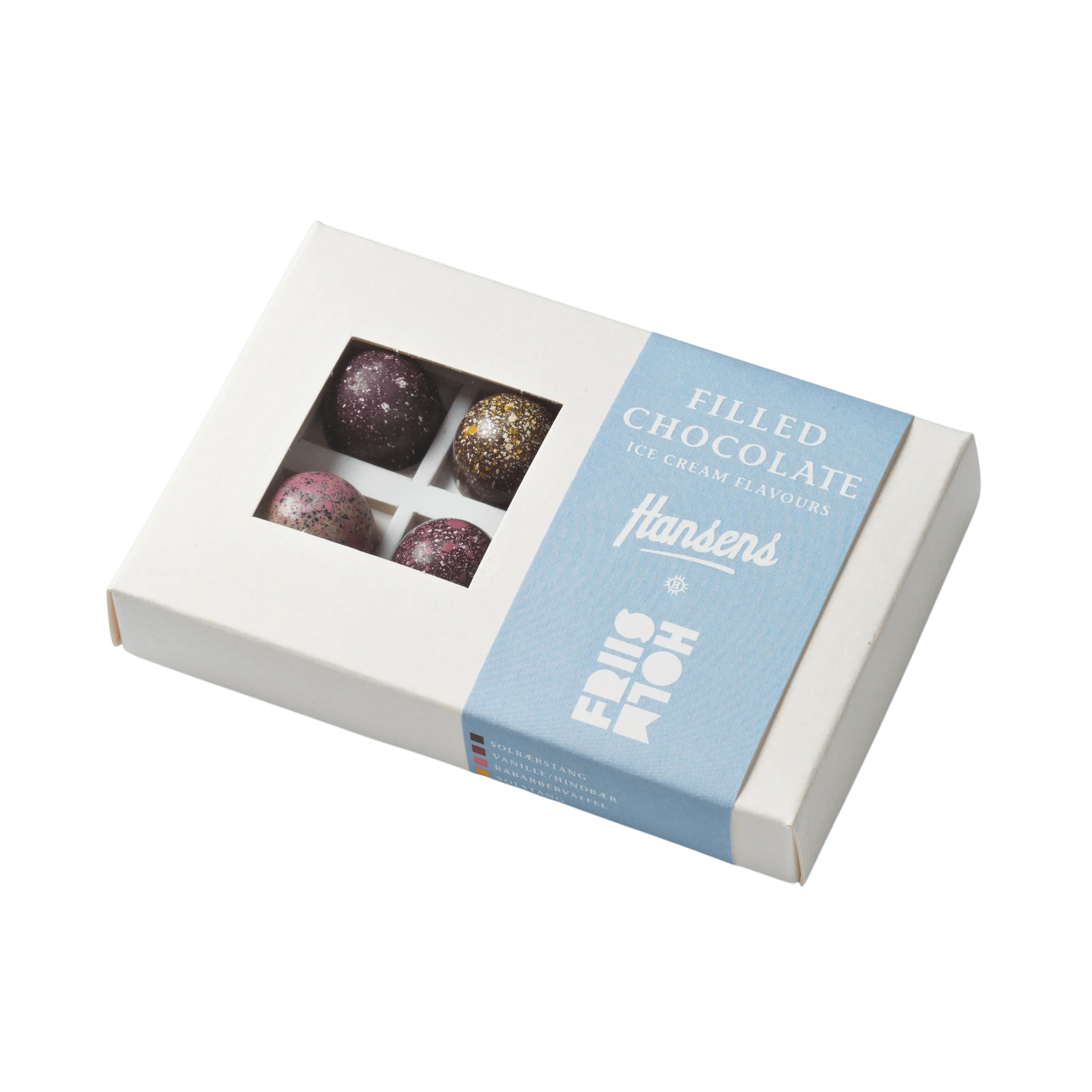 Friis - Holm Friis - Holm Fyldte Chokolader: Hansens, 8 stk. - PremiumBottles