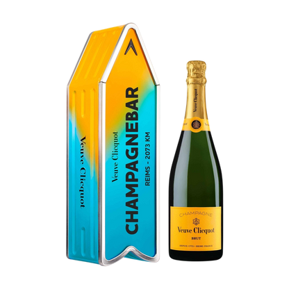 Veuve Clicquot Veuve Clicquot Yellow Label Brut NV 75 cl. Personliggør Blue Arrow Tin kasse - PremiumBottles
