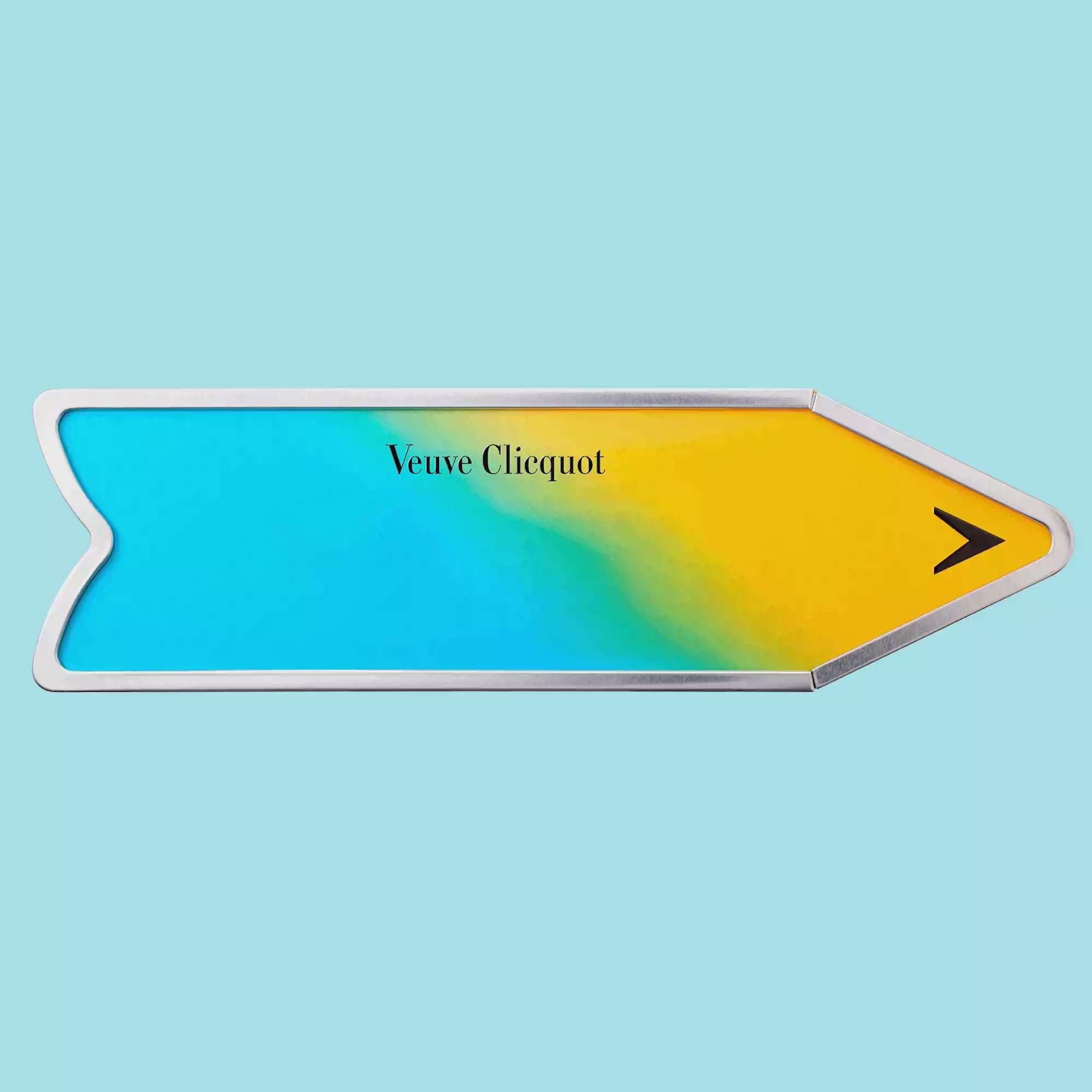 Champagne Veuve Clicquot Yellow Label Brut NV 75 cl. Personliggør Blue Arrow Tin kasse