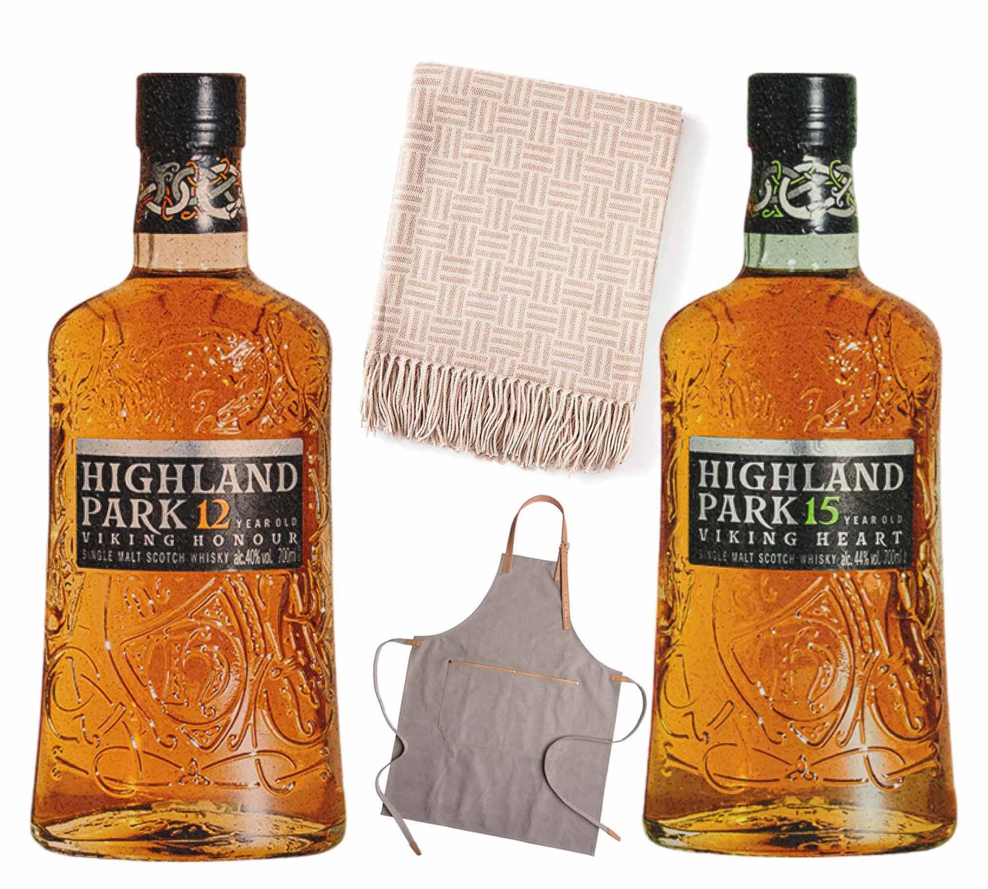 Smagekasser Highland Park Autumn Pakketilbud: 1 x 12 års, 1 x 15 års + gratis plaid og forklæde - PremiumBottles