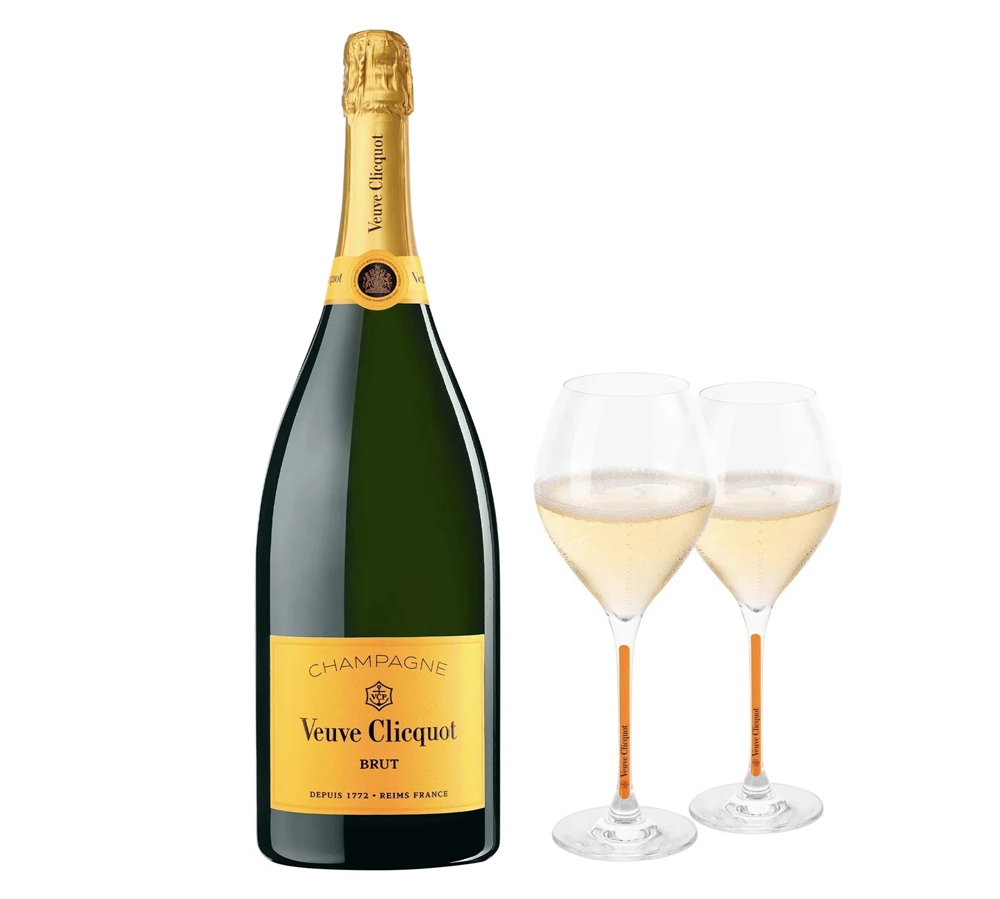 Veuve Clicquot Veuve Clicquot Brut NV Magnum 150 cl. inkl. 2 Yellow Stem Glas - PremiumBottles