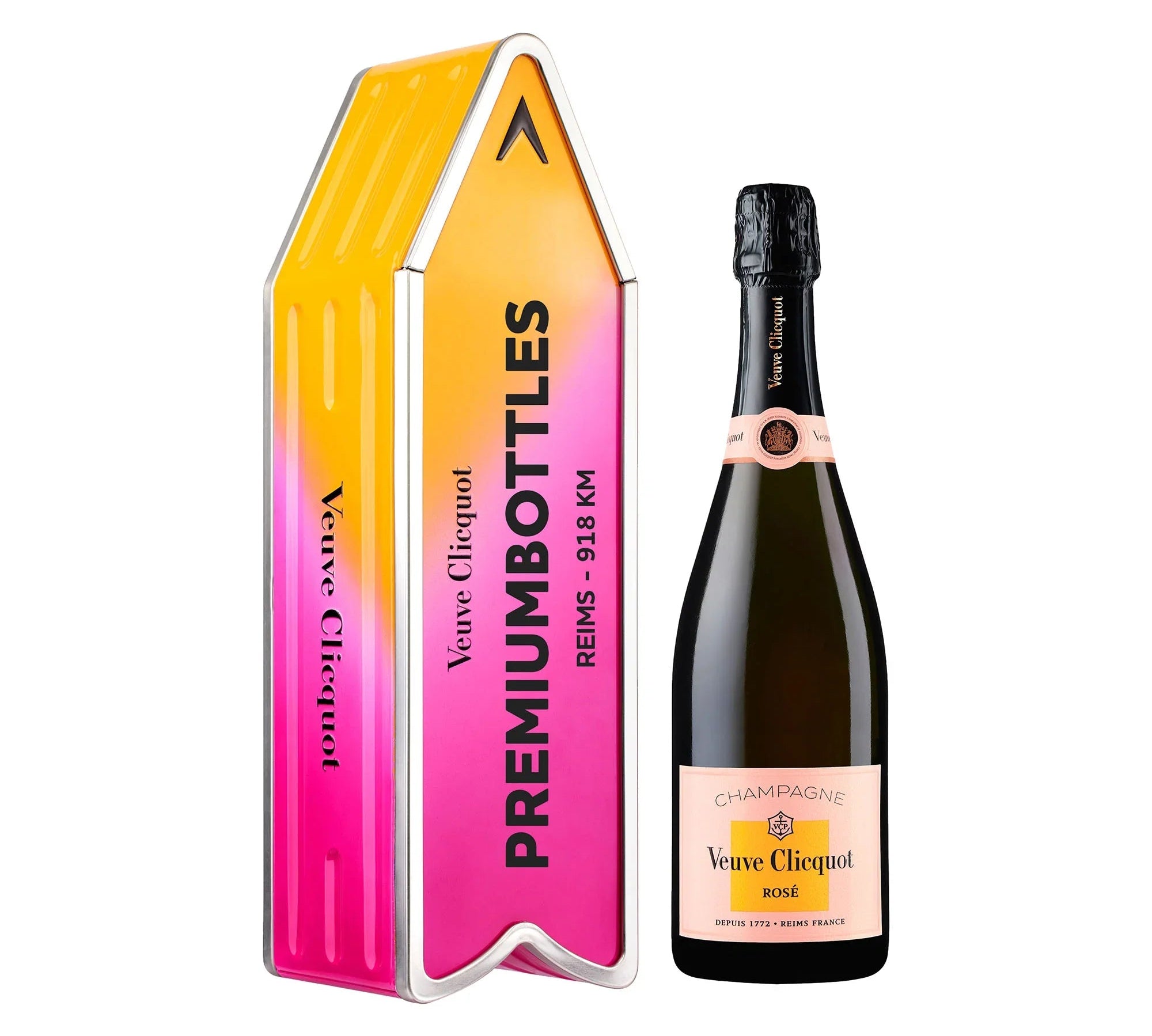 Veuve Clicquot Veuve Clicquot Rosé 75 cl. Personliggør Pink Arrow Tin kasse - PremiumBottles