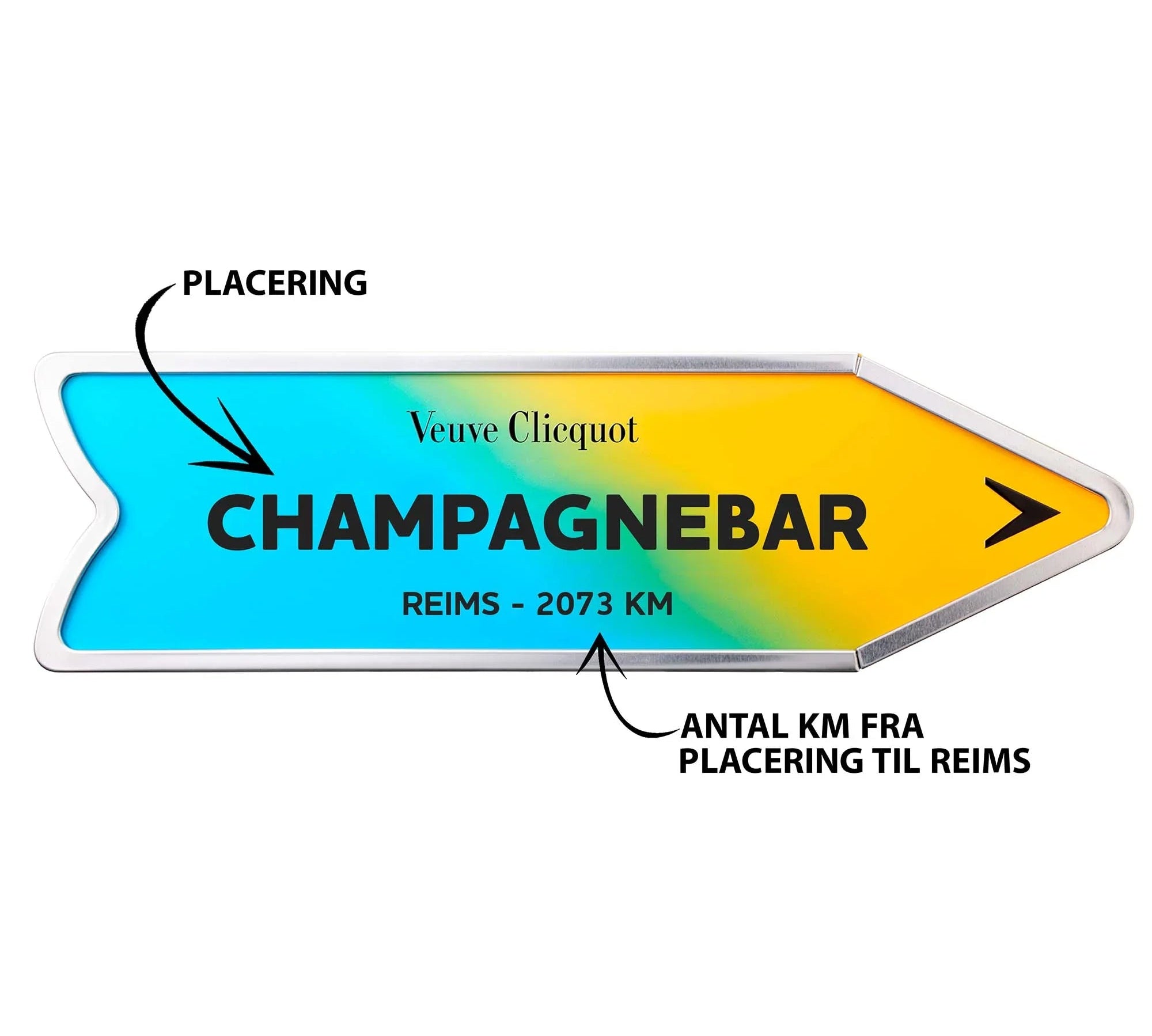 Veuve Clicquot Veuve Clicquot Yellow Label Brut NV 75 cl. Personliggør Blue Arrow Tin kasse - PremiumBottles