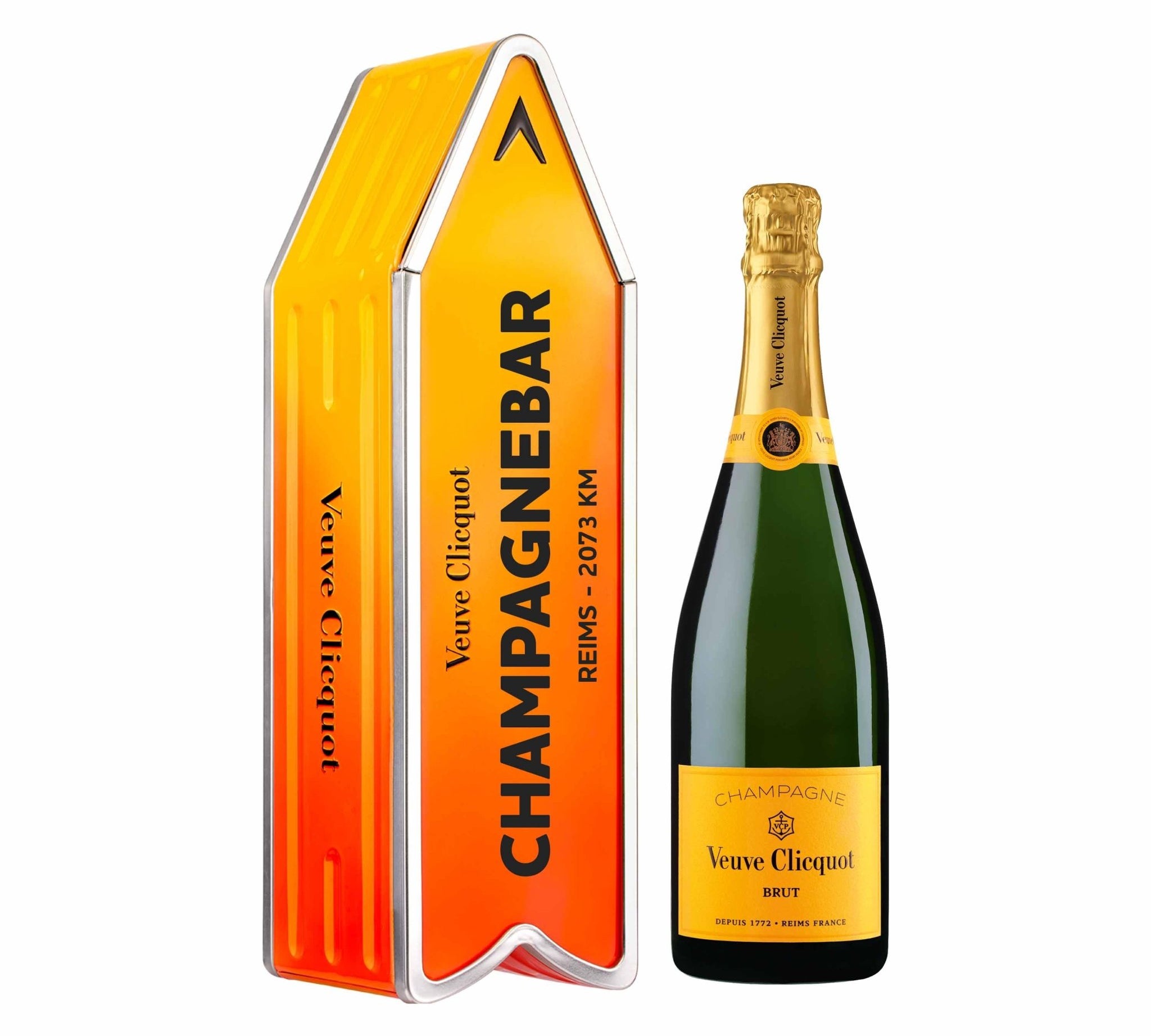 Veuve Clicquot Veuve Clicquot Yellow Label Brut NV 75 cl. Personliggør Orange Arrow Tin kasse - PremiumBottles